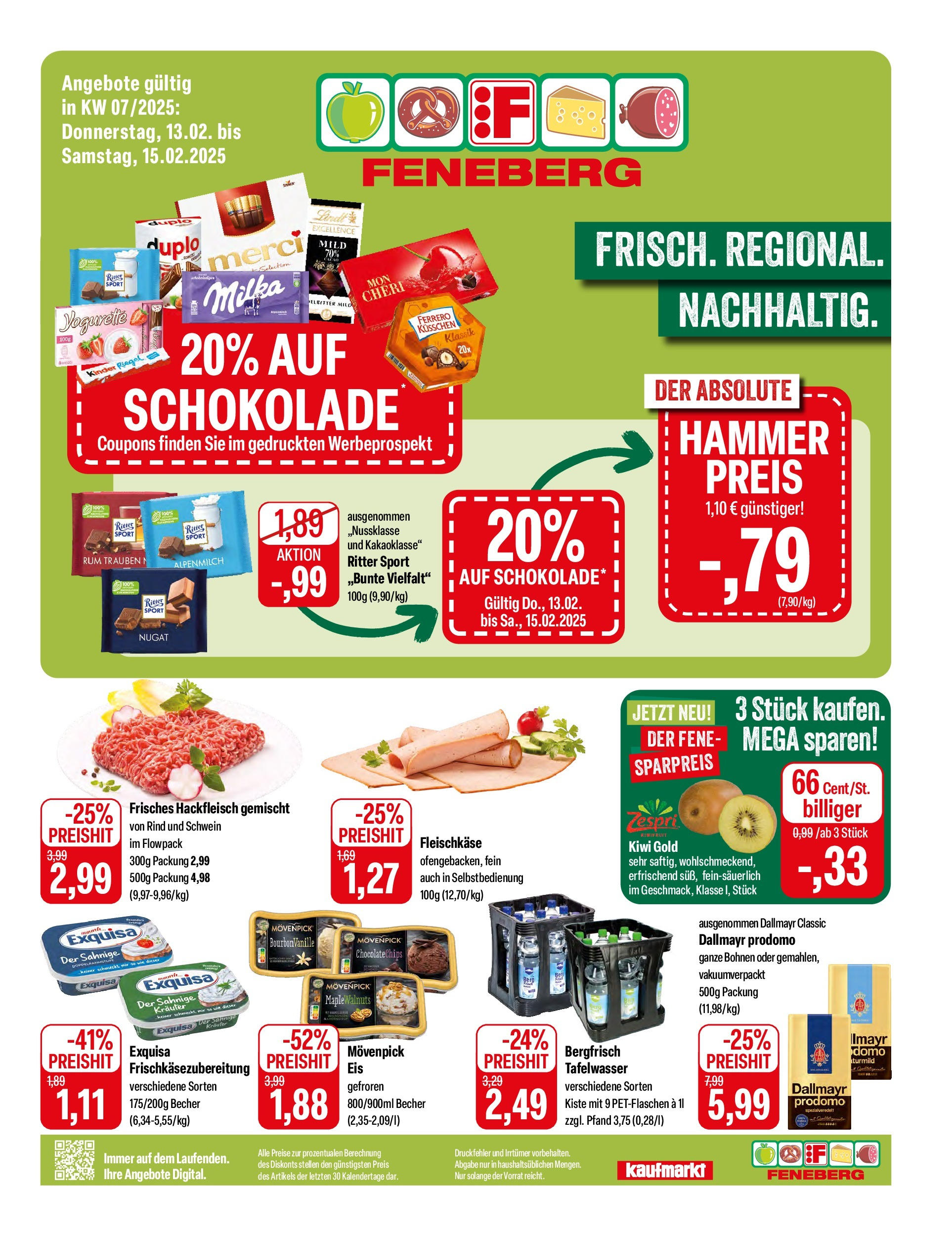 Feneberg Angebote (ab 13.02.2025) zum Blättern | Seite: 1 | Produkte: Yogurette, Milka, Exquisa, Hackfleisch