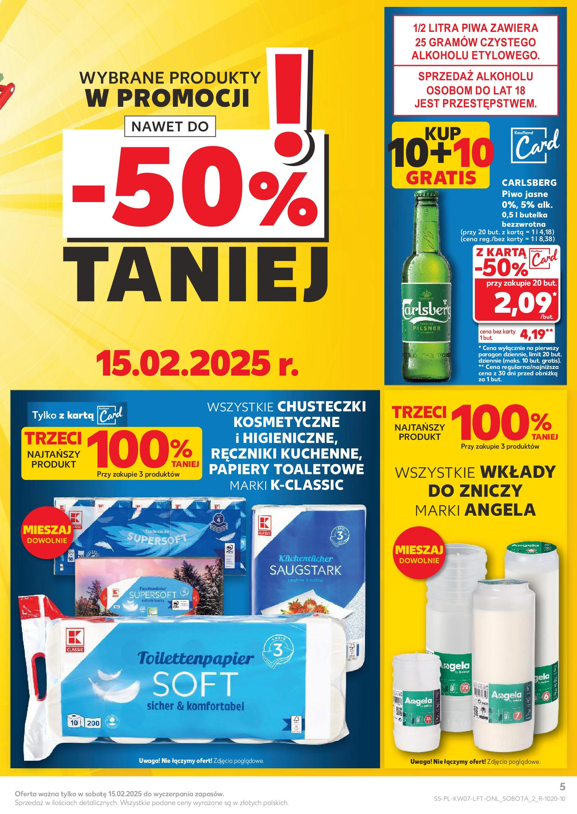 Kaufland gazetka od 13.02.2025 - od jutra PDF | Strona: 5 | Produkty: Karta, Wkłady do zniczy, Piwo