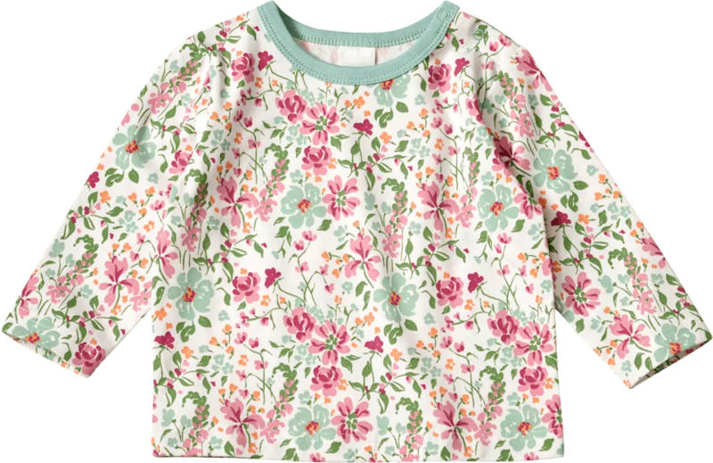 ALANA Langarmshirt Pro Climate mit Blumen-Muster, weiß & rosa, Gr. 74