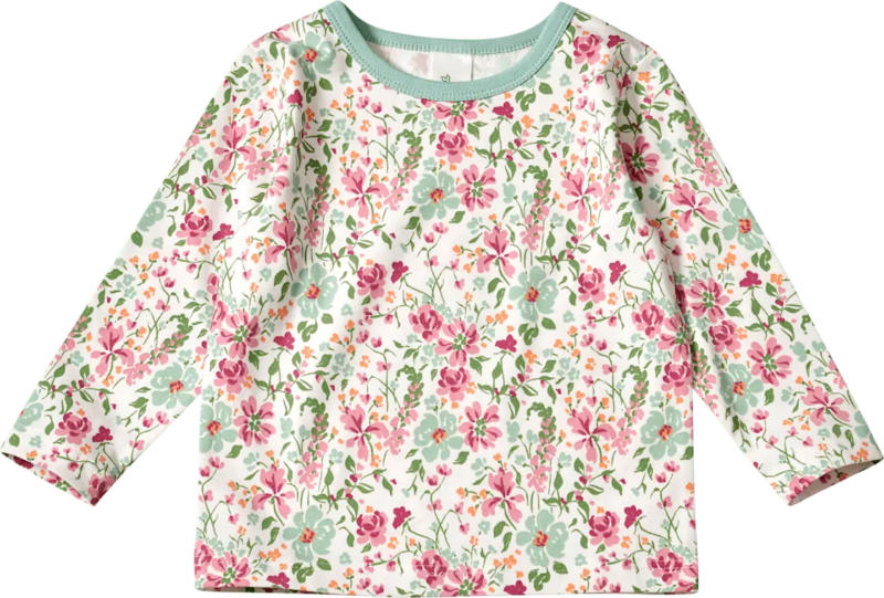 ALANA Langarmshirt Pro Climate mit Blumen-Muster, weiß & rosa, Gr. 92