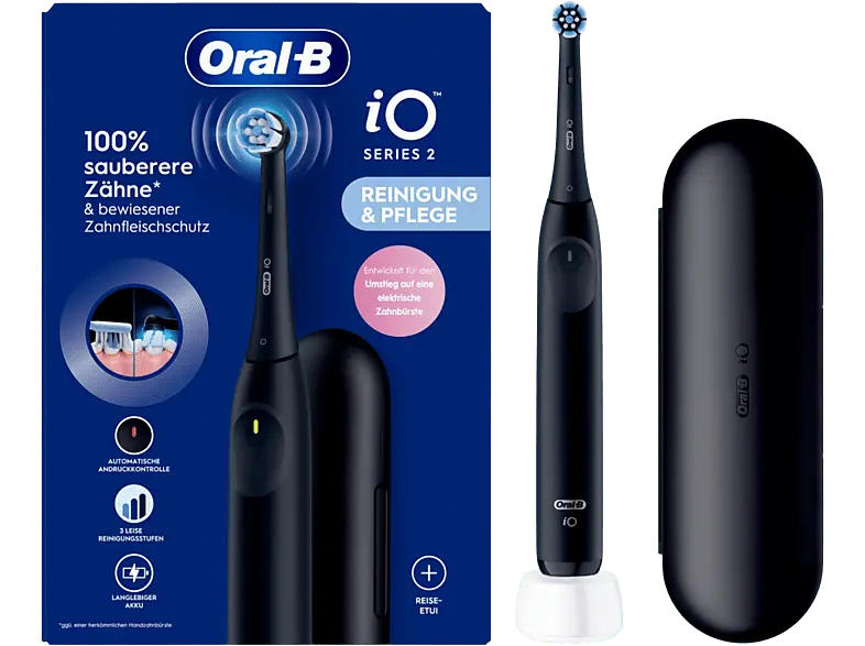 Oral-B iO Series 2 Elektrische Zahnbürste mit Reiseetui Night Black