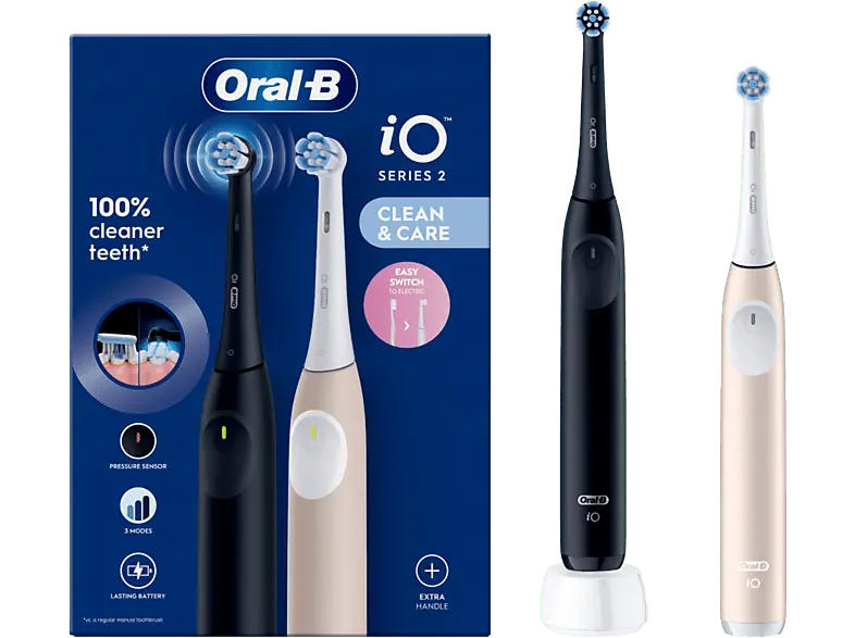 Oral-B iO Series 2 Elektrische Zahnbürste mit 2. Handstück Black/Calm Pink