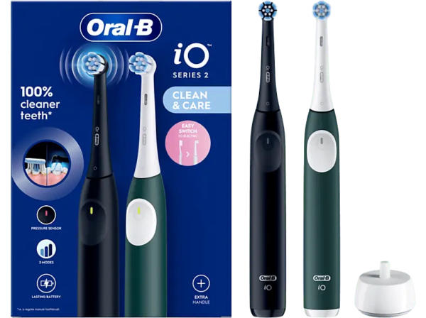 Oral-B iO Series 2 Elektrische Zahnbürste mit 2. Handstück Black/Forest Green