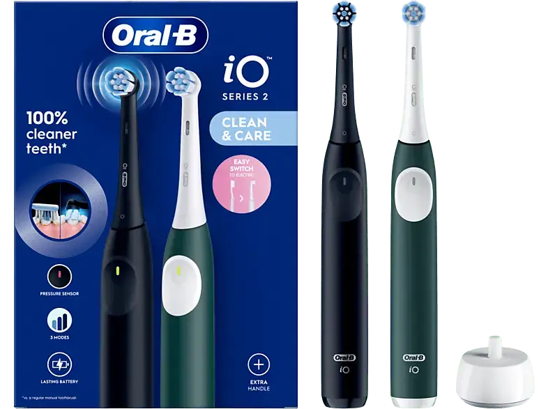 Oral-B iO Series 2 Elektrische Zahnb&uuml;rste mit 2. Handst&uuml;ck Black/Forest Green