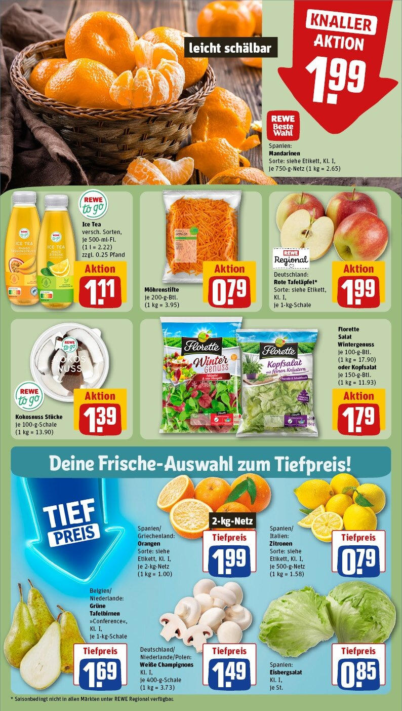 Rewe - Berg, Perchastraße 3 (ab 17.02.2025) zum Blättern » Angebote | Seite: 8 | Produkte: Mandarinen, Eisbergsalat, Champignons, Zitronen