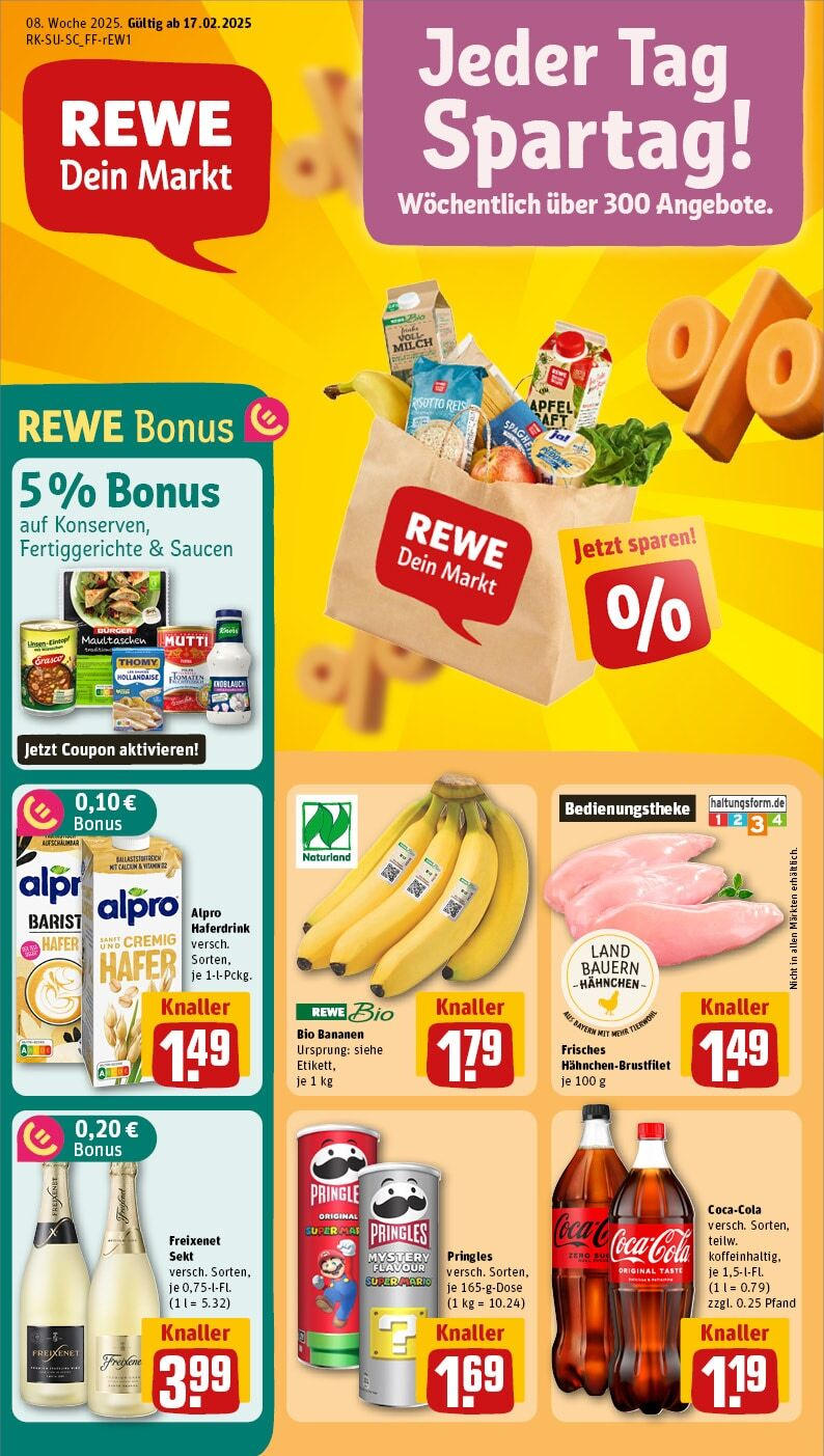 Rewe - Berg, Perchastraße 3 (ab 17.02.2025) zum Blättern » Angebote | Seite: 1 | Produkte: Äpfel, Fertiggerichte, Knoblauch, Maultaschen