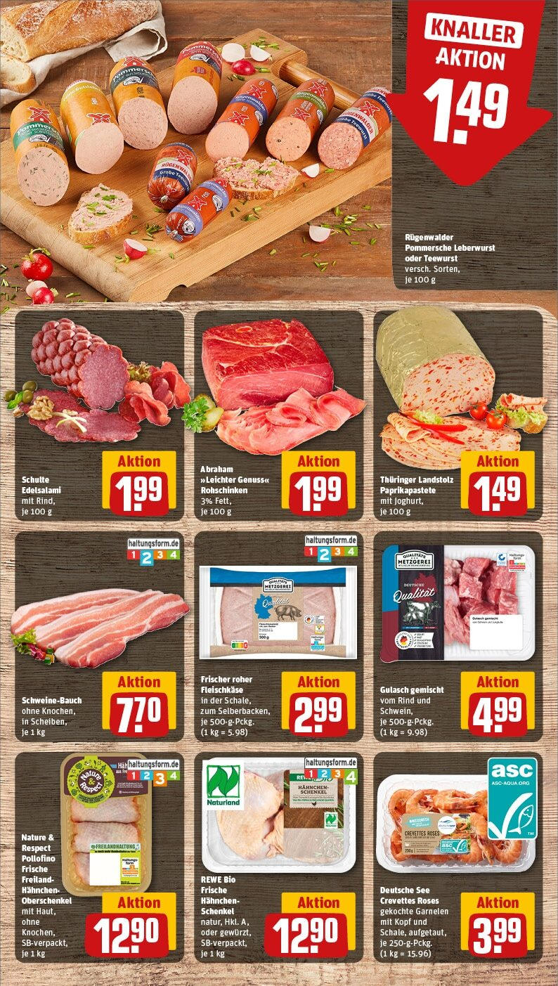 Rewe Prospekt 	 (ab 17.02.2025) zum Blättern » Angebote | Seite: 10 | Produkte: Hahnchen, Schweinebauch, Garnelen, Gulasch