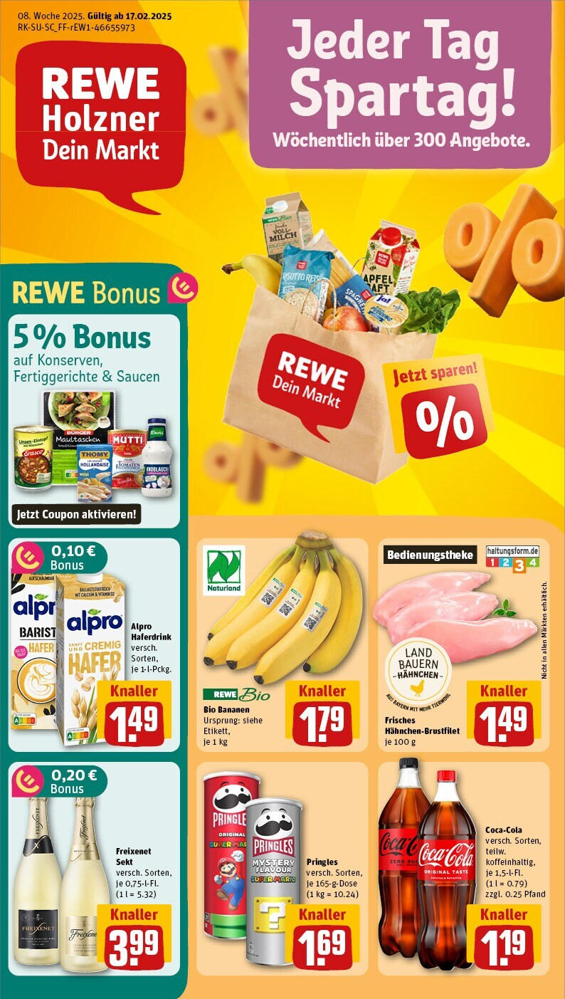 Rewe - Brunnthal, Eugen-Sänger-Ring 4 (ab 17.02.2025) zum Blättern » Angebote | Seite: 1 | Produkte: Milch, Sekt, Äpfel, Bananen