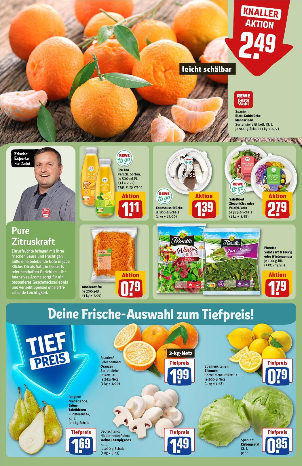 Rewe - Rewe: Wochenangebote (ab 16.02.2025) zum Blättern » Angebote | Seite: 8 | Produkte: Mandarinen, Orangen, Champignons, Zitronen