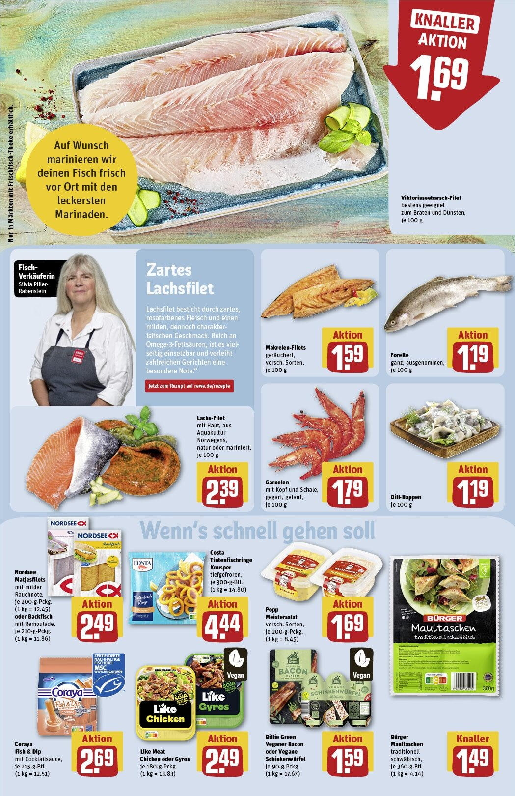 Rewe - Rewe: Wochenangebote (ab 16.02.2025) zum Blättern » Angebote | Seite: 14 | Produkte: Burger, Garnelen, Fisch, Gyros