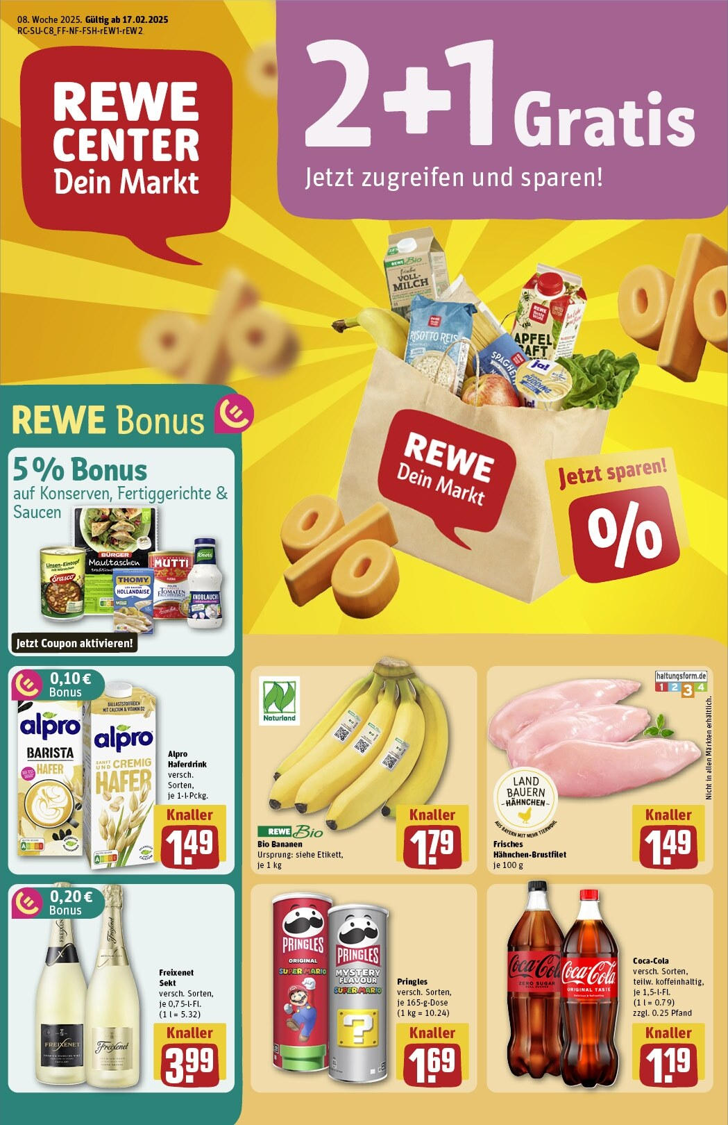 Rewe - Pegnitz, Nürnberger Straße, e 20 (ab 17.02.2025) zum Blättern » Angebote | Seite: 1 | Produkte: Milch, Sekt, Haferdrink, Reis