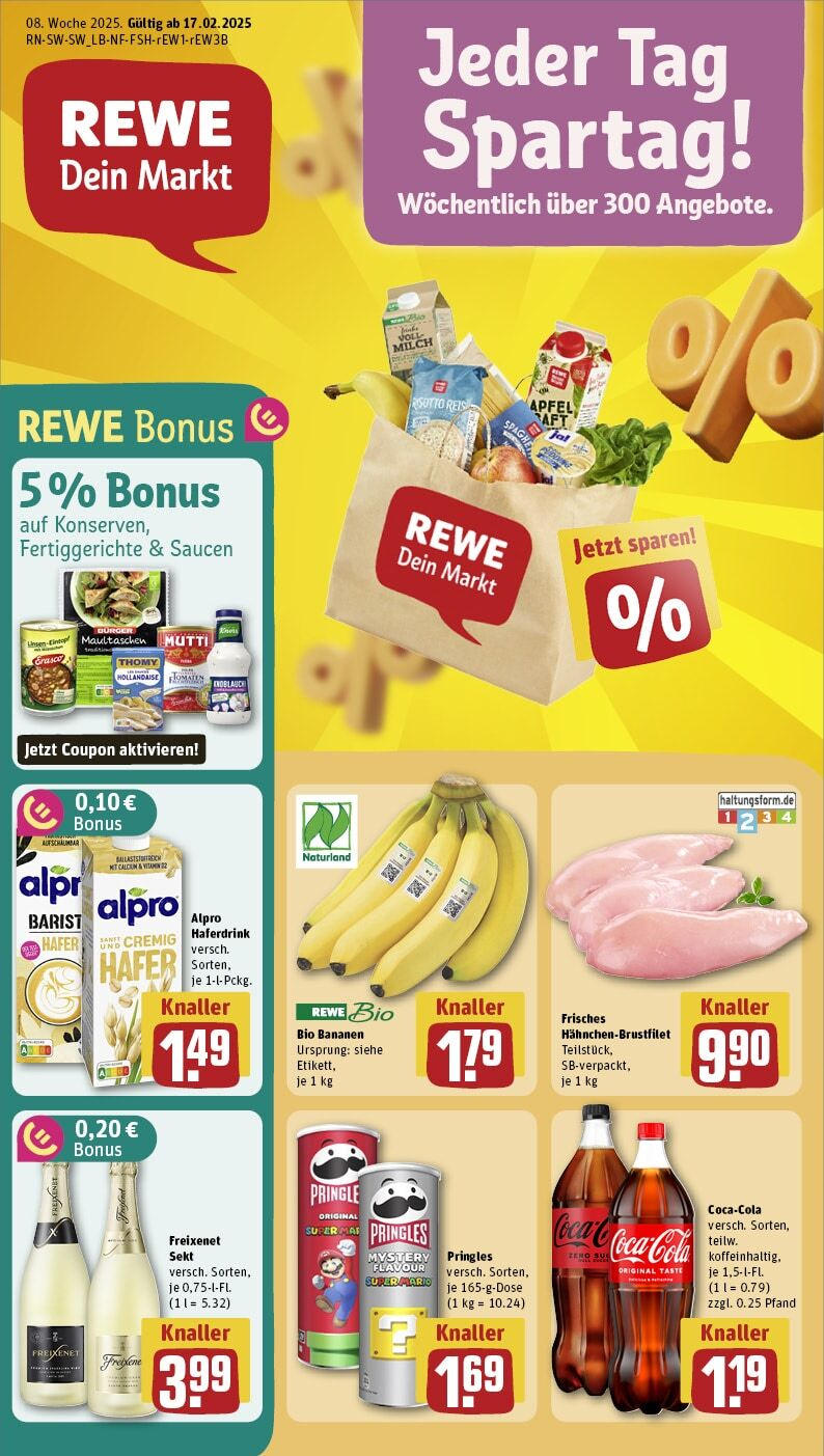 Rewe - Rewe: Wochenangebote (ab 16.02.2025) zum Blättern » Angebote | Seite: 1 | Produkte: Burger, Haferdrink, Alpro, Maultaschen