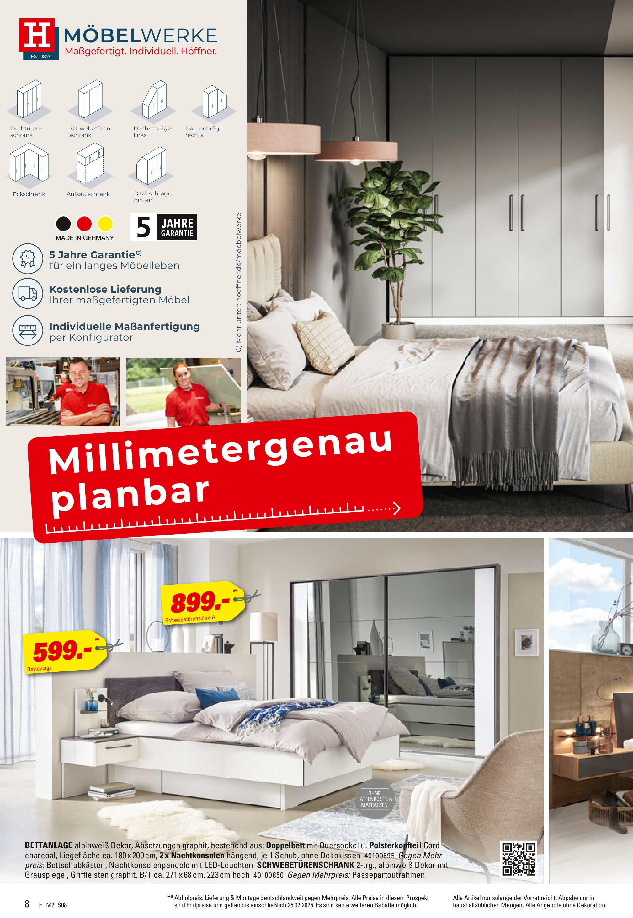 Höffner Möbel Power - Chemnitz-Röhrsdorf, Dresden? Leuna (ab 12.02.2025) zum Blättern | Seite: 8 | Produkte: Schwebetürenschrank, Doppelbett, Schrank