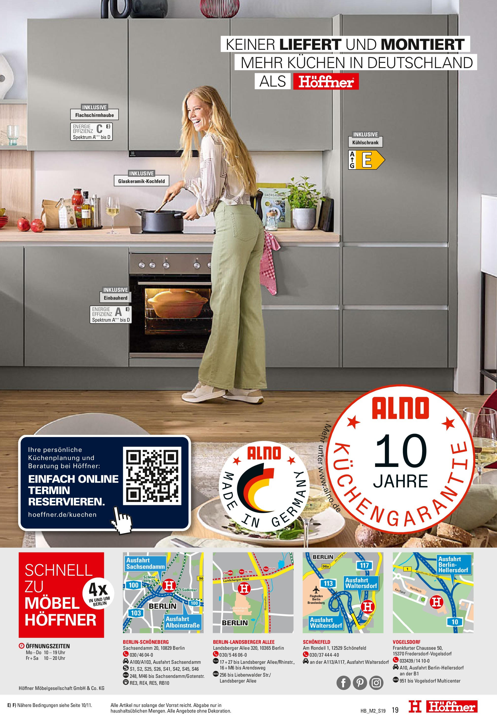 Höffner - Möbel Power Berlin (ab 12.02.2025) zum Blättern | Seite: 19 | Produkte: Kühlschrank, Kuchen, Uhr