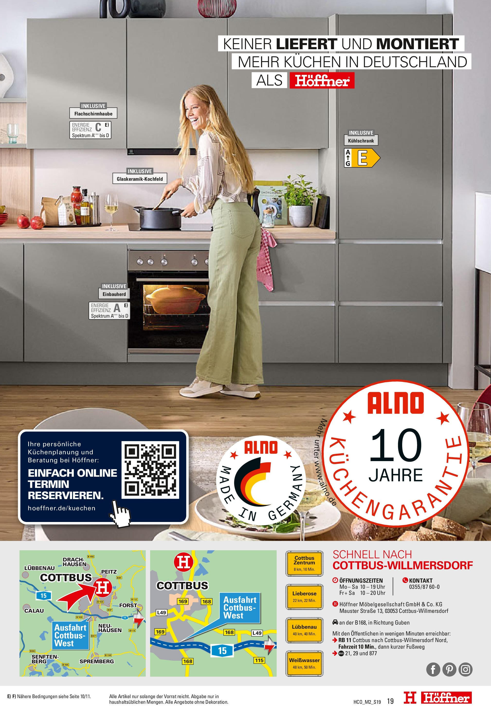 Höffner Möbel Power - Cottbus-Willmersdorf (ab 12.02.2025) zum Blättern | Seite: 19 | Produkte: Küche, Kühlschrank, Kuchen, Uhr