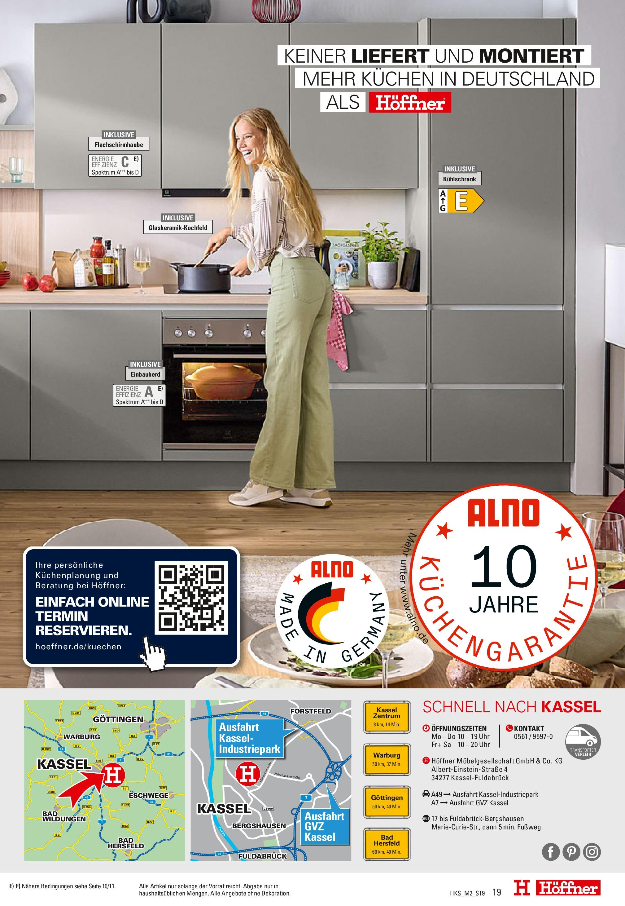 Höffner Möbel Power - Fuldabrück (ab 12.02.2025) zum Blättern | Seite: 19 | Produkte: Küche, Kühlschrank, Kuchen, Uhr