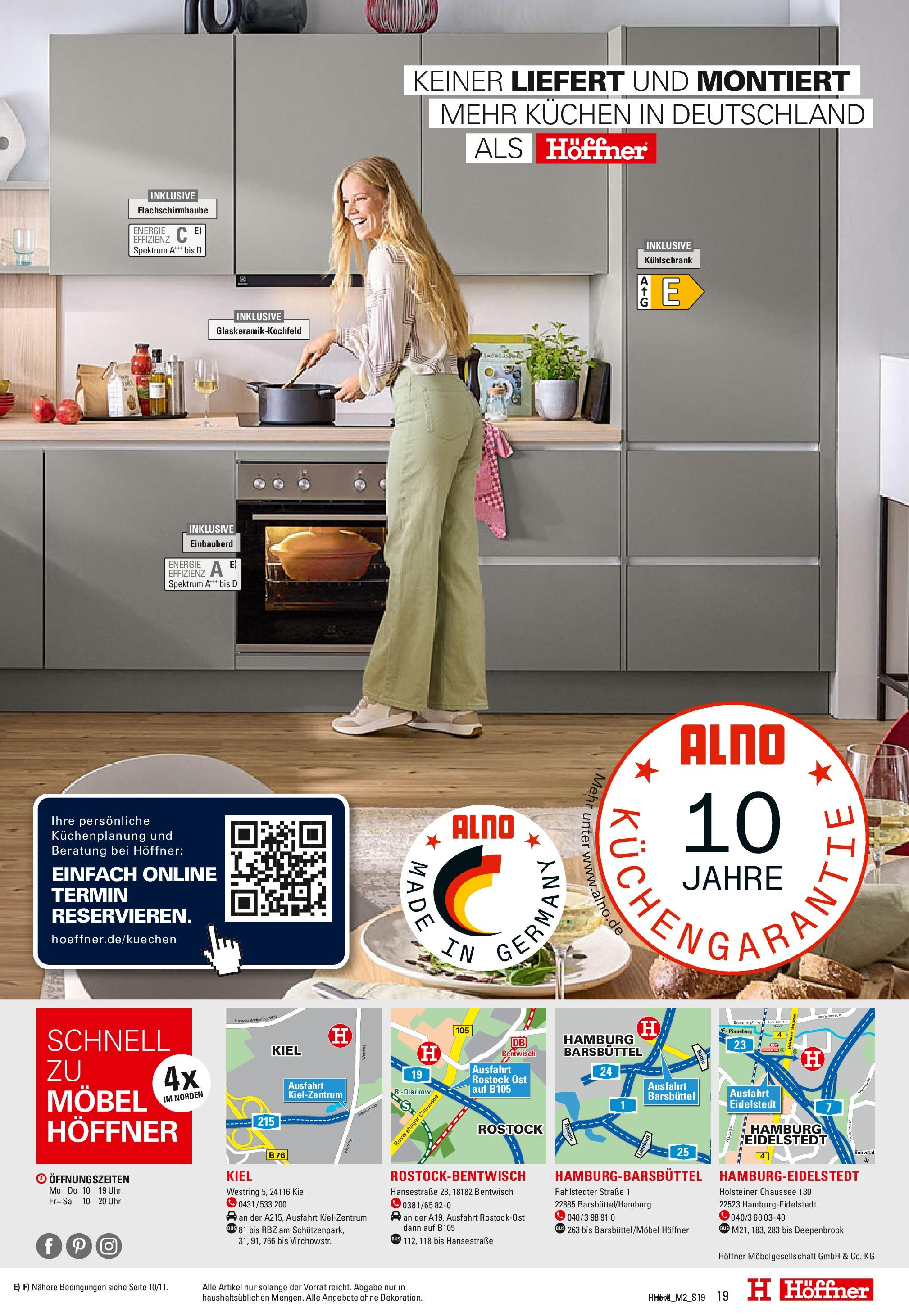 Höffner Möbel Power - Barsbüttel, Hamburg-Eidelstedt, Bentwisch, Kiel (ab 12.02.2025) zum Blättern | Seite: 19 | Produkte: Kühlschrank, Kuchen, Uhr