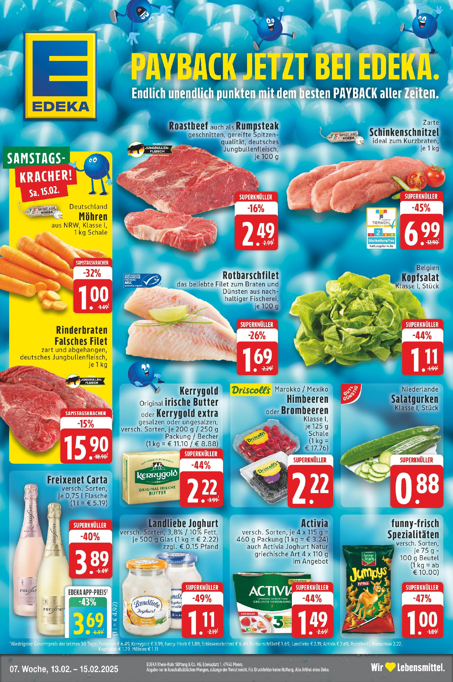 Edeka - Köln-Widdersdorf, Unter Linden 286 (ab 13.02.2025) » Angebote Online | Seite: 1 | Produkte: Rinderbraten, Joghurt, Mohren, Fleisch