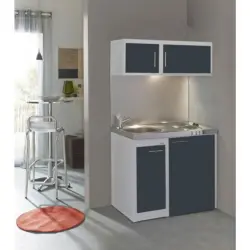 Minik&uuml;che mit K&uuml;hlschrank + Kochfeld 100 cm Anthrazit/Wei&szlig;