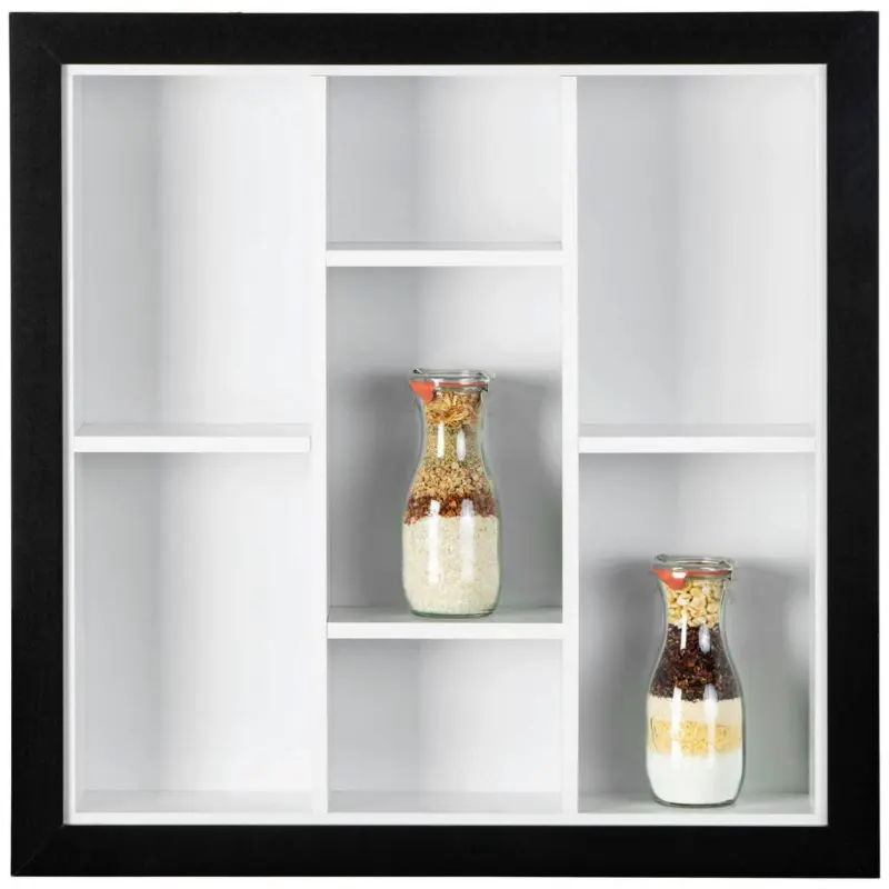 Wandregal Arizona B: 66,5 Cm Schwarz/weiß Dekor 7 Fächer