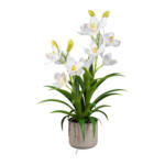 Möbelix Kunstpflanze Orchideen Weiß, Topf: Grau, H: 58 cm