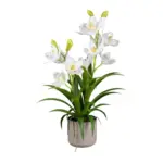 M&ouml;belix Kunstpflanze Orchideen Wei&szlig;, Topf: Grau, H: 58 cm