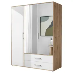 Kleiderschrank Mit Spiegel 3trg Lembo Artisan Eiche/Weiß 155cm