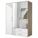 Möbelix Kleiderschrank mit Spiegel 3trg Lembo San Remo/Weiß B: 155 cm