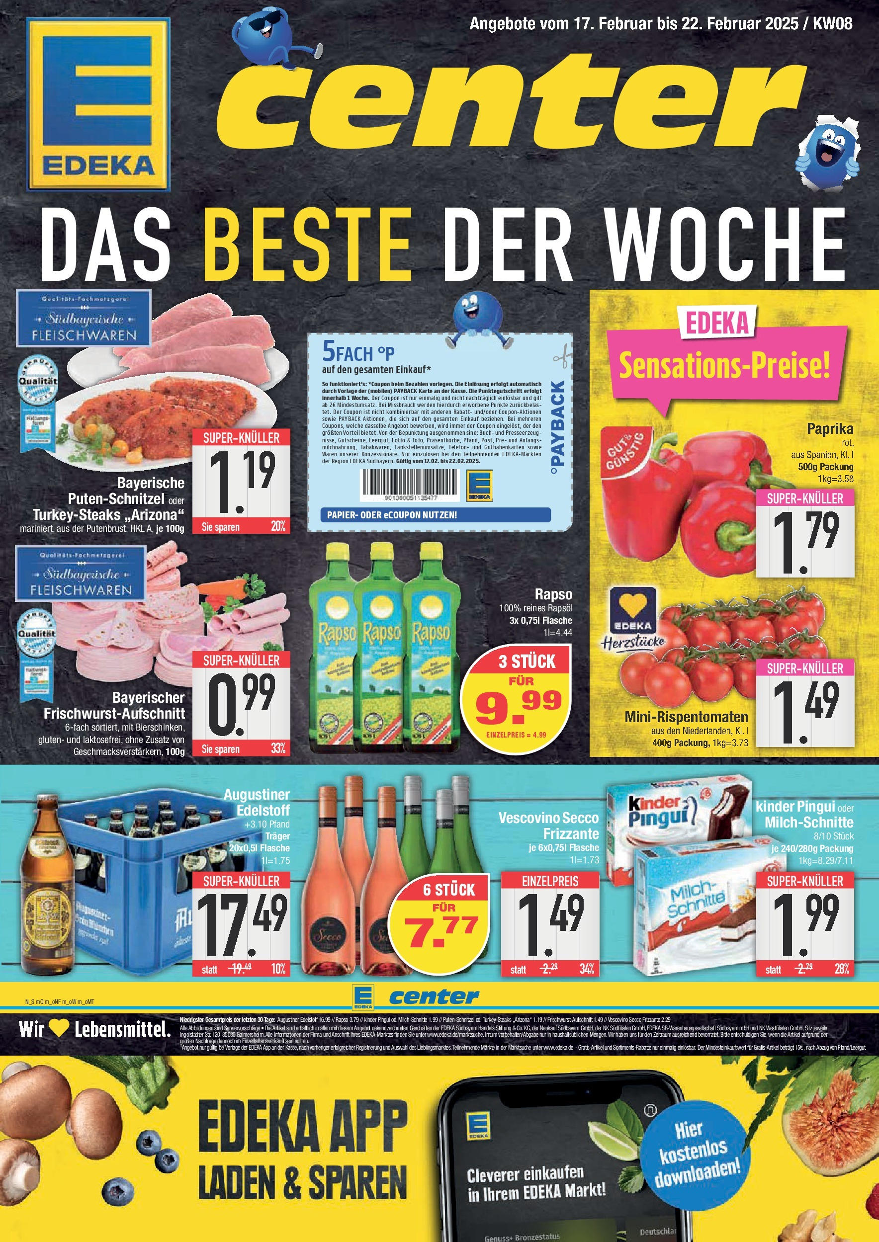 Edeka - E center: Wochenangebote (ab 16.02.2025) » Angebote Online | Seite: 1 | Produkte: Milch, Rapsöl, Putenschnitzel, Telefon