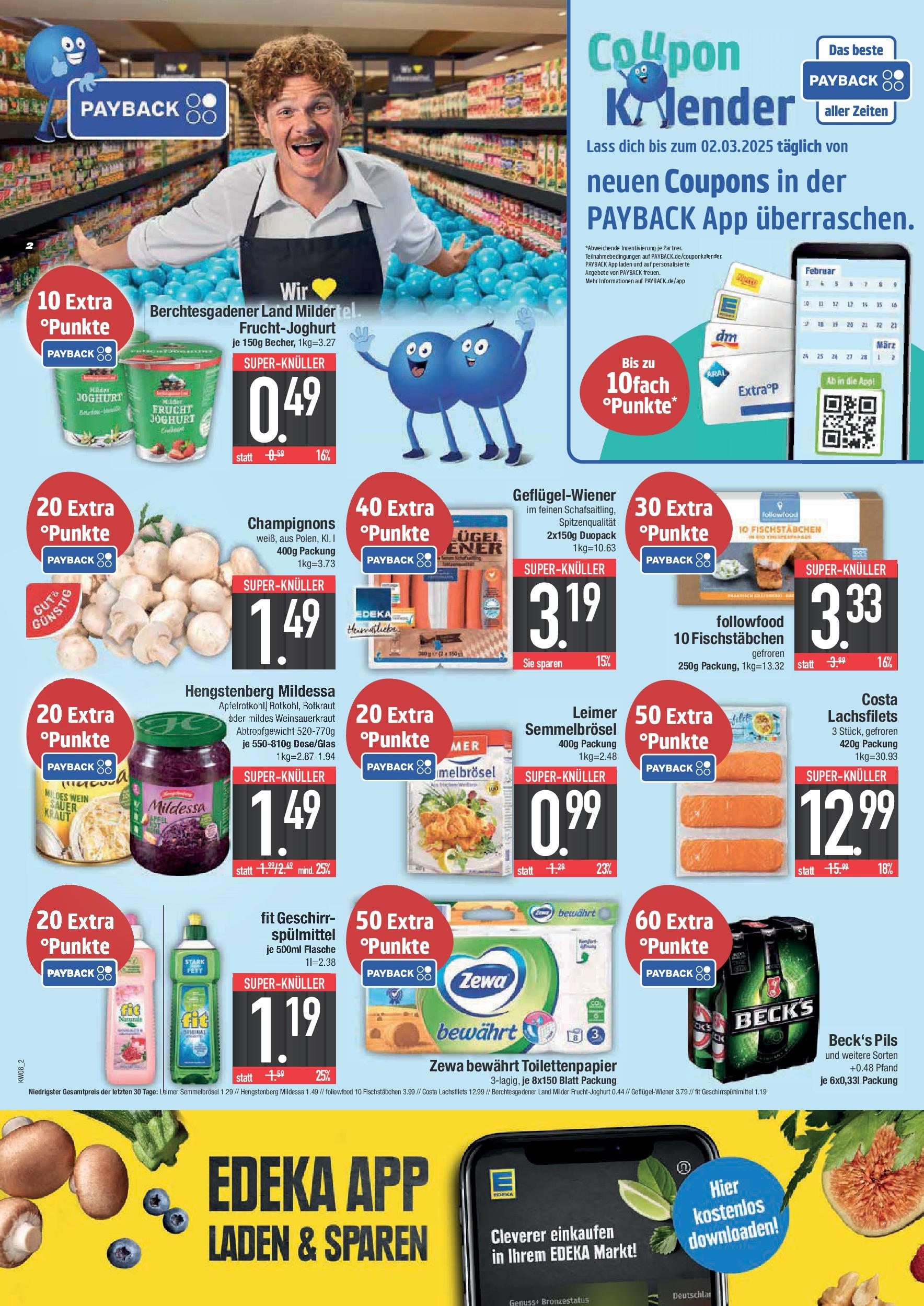 Edeka - E center: Wochenangebote (ab 16.02.2025) » Angebote Online | Seite: 2 | Produkte: Joghurt, Champignons, Kraut, Toilettenpapier