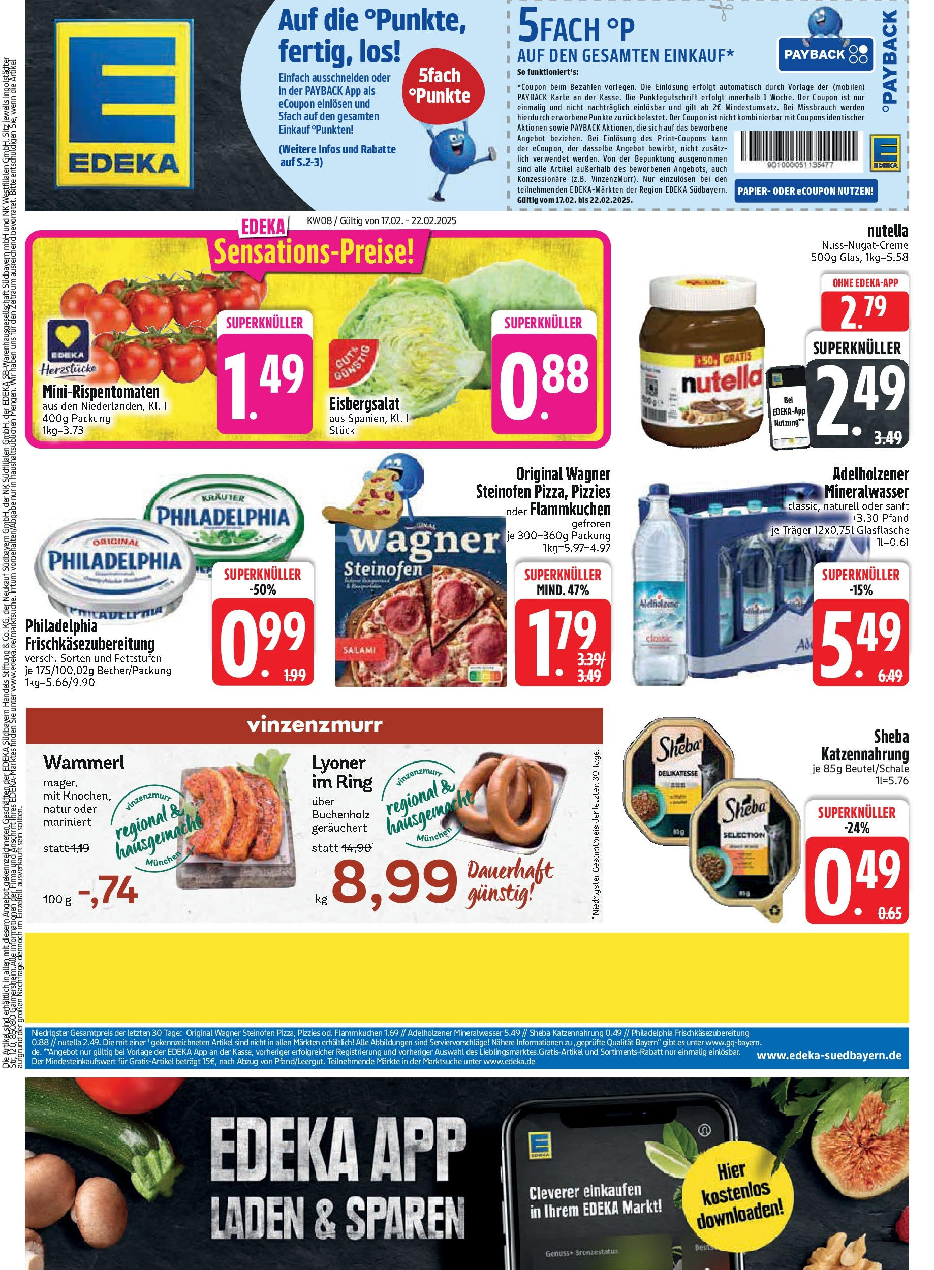 Edeka - EDEKA: Wochenangebote (ab 16.02.2025) » Angebote Online | Seite: 1 | Produkte: Sheba, Adelholzener, Eisbergsalat, Mineralwasser