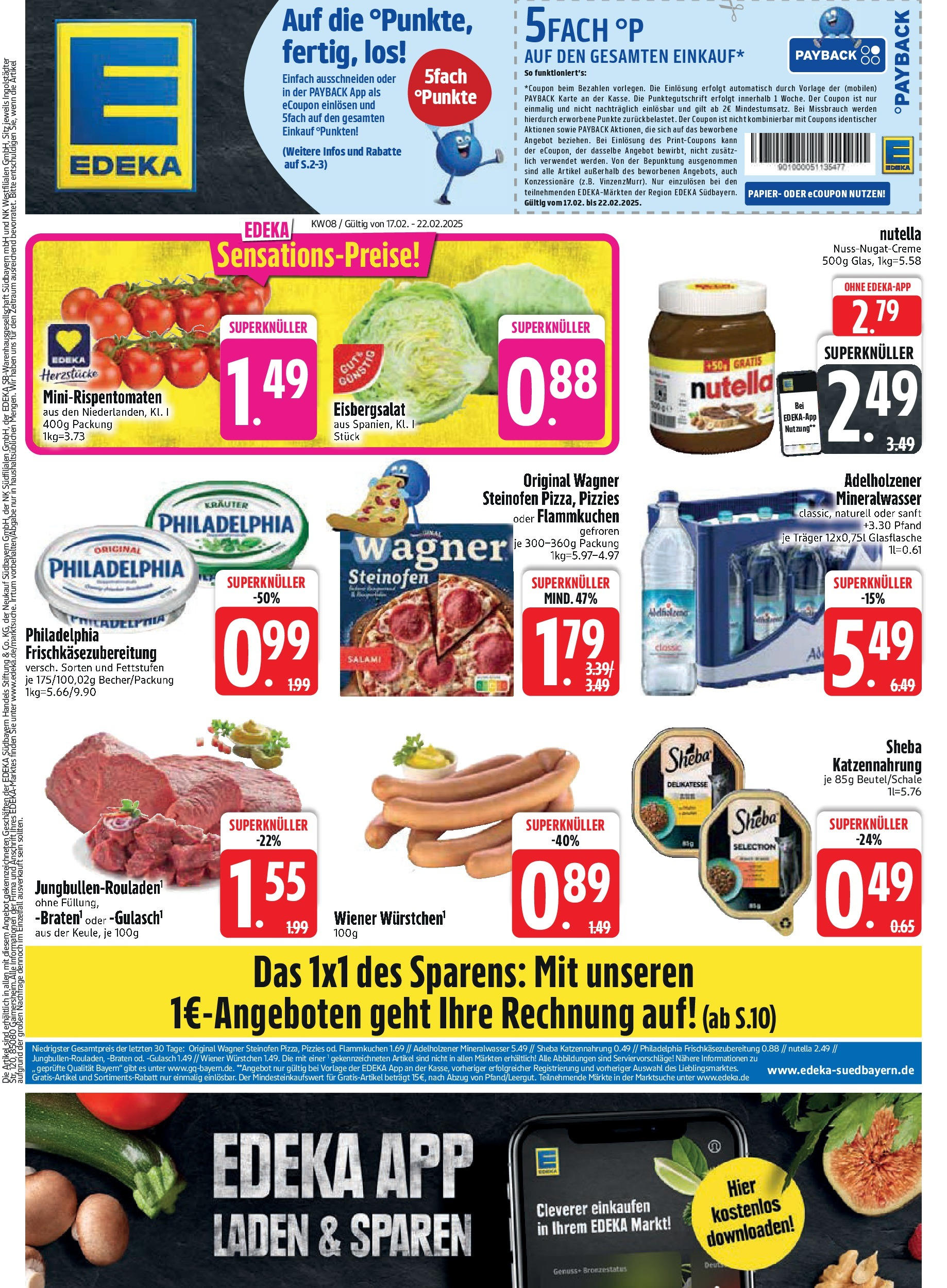 Edeka - EDEKA: Wochenangebote (ab 16.02.2025) » Angebote Online | Seite: 1 | Produkte: Adelholzener, Eisbergsalat, Nutella, Salami