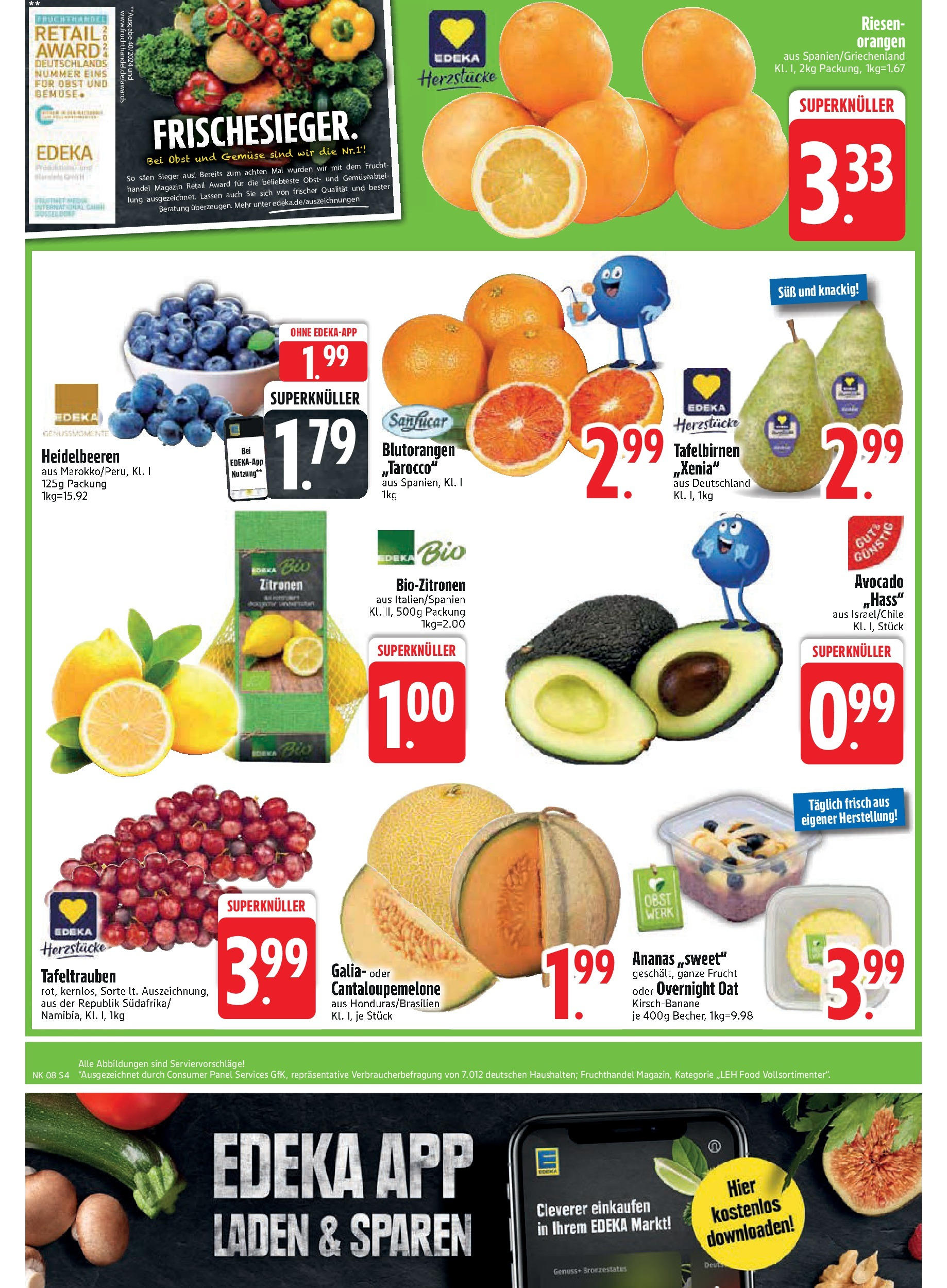 Edeka - EDEKA: Wochenangebote (ab 16.02.2025) » Angebote Online | Seite: 4 | Produkte: Orangen, Heidelbeeren, Obst, Zitronen