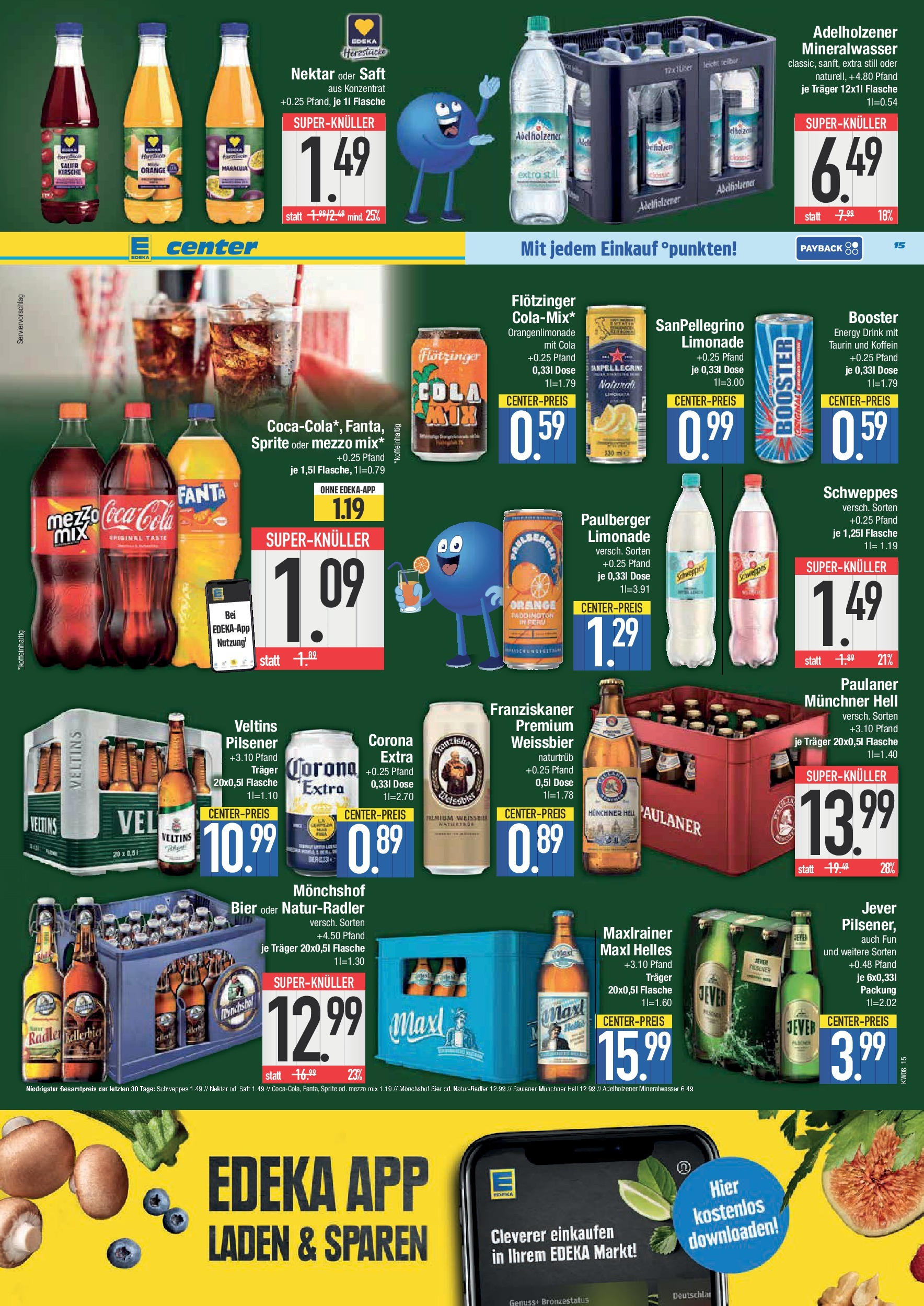 Edeka - E center: Wochenangebote (ab 16.02.2025) » Angebote Online | Seite: 15 | Produkte: Franziskaner, Energy, Weißbier, Schweppes