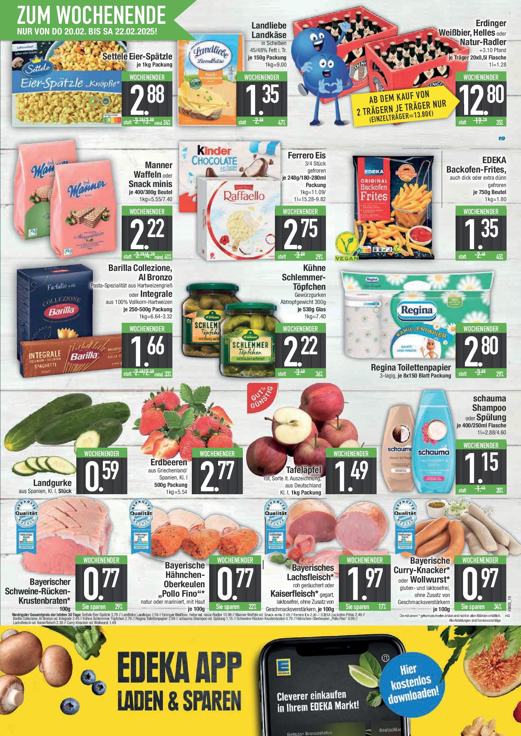 Edeka - E center: Wochenangebote (ab 16.02.2025) » Angebote Online | Seite: 19 | Produkte: Backofen, Schweinerucken, Eis, Toilettenpapier