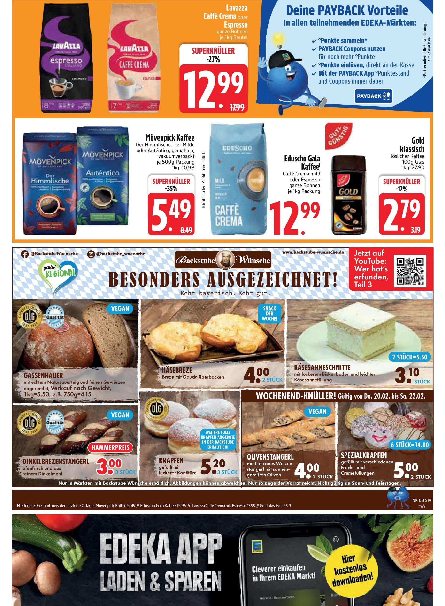 Edeka - EDEKA: Wochenangebote (ab 16.02.2025) » Angebote Online | Seite: 19 | Produkte: Lavazza, Gouda, Movenpick kaffee, Eduscho