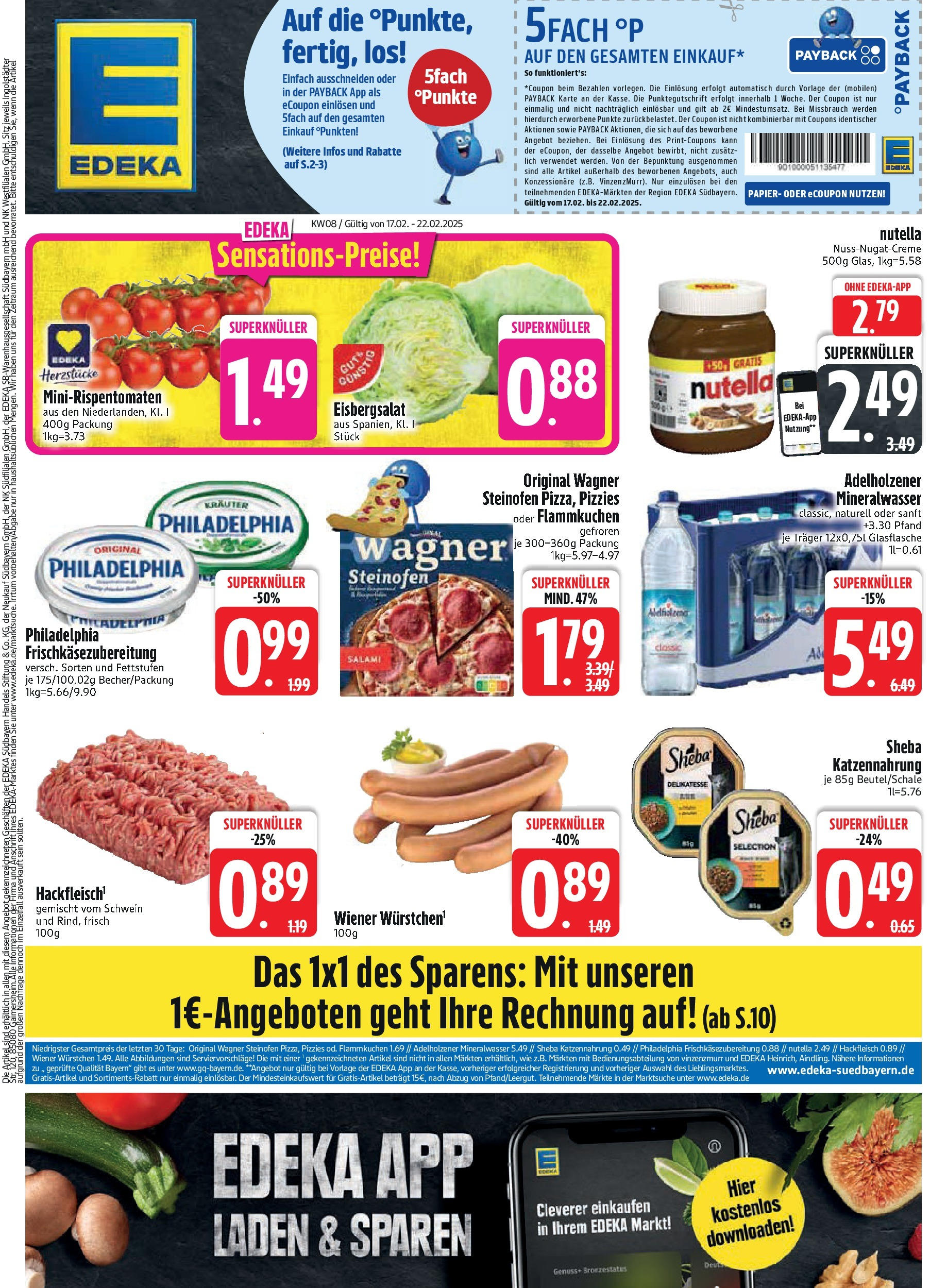 Edeka - EDEKA: Wochenangebote (ab 16.02.2025) » Angebote Online | Seite: 1 | Produkte: Philadelphia, Eisbergsalat, Mineralwasser, Salami