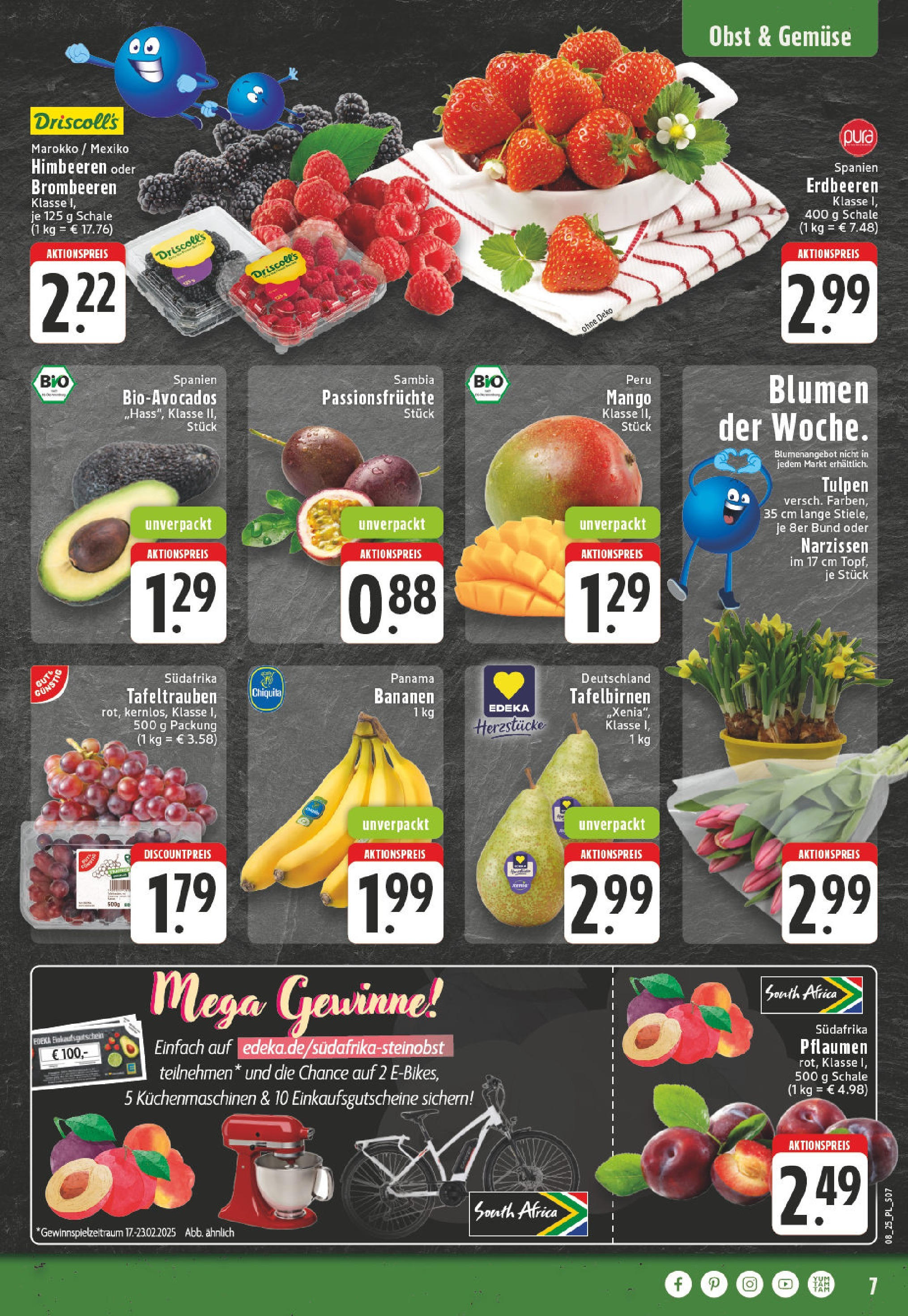 Edeka - EDEKA: Wochenangebote (ab 16.02.2025) » Angebote Online | Seite: 7 | Produkte: Pflaumen, Gemüse, Obst, Erdbeeren