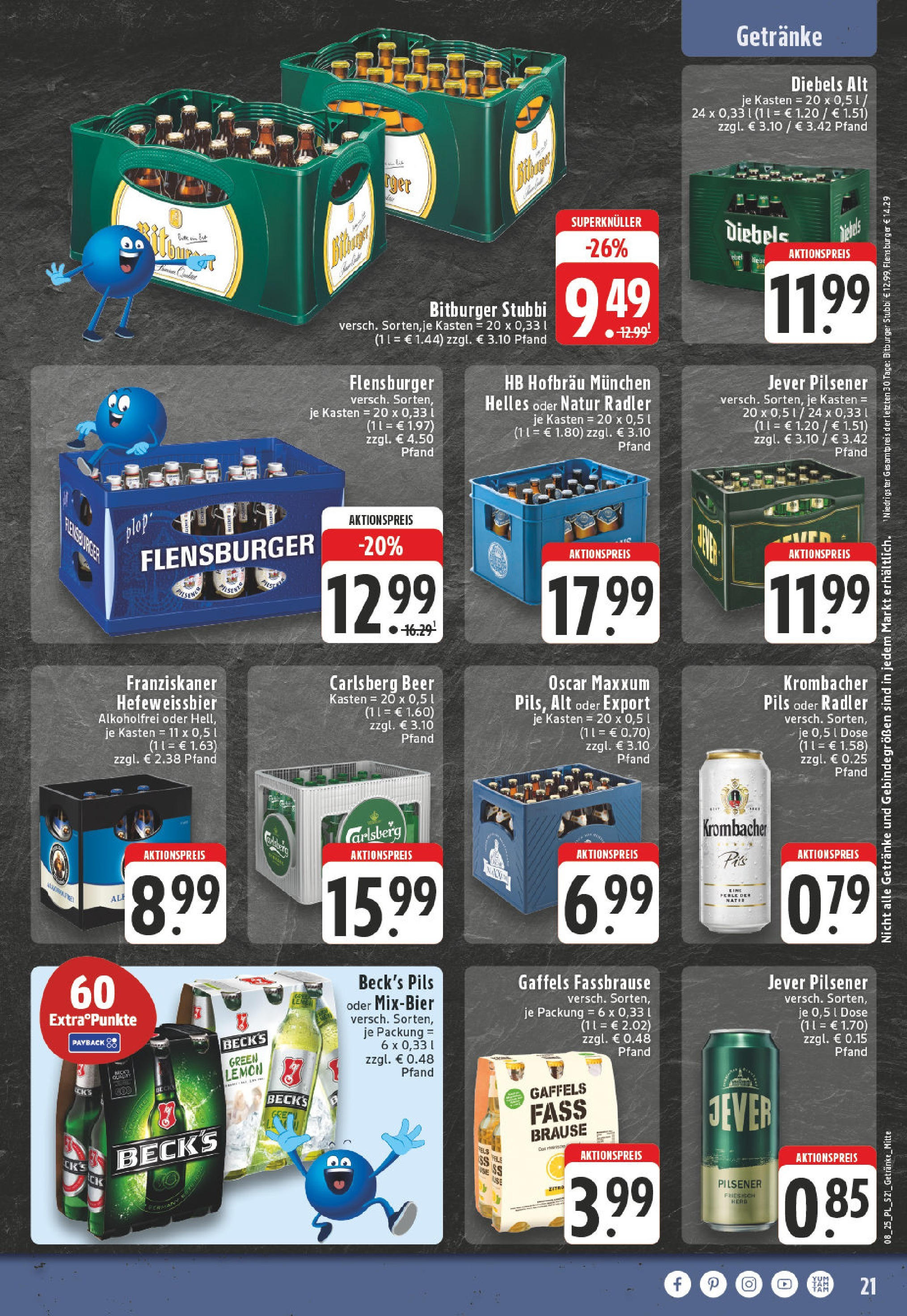 Edeka - E center: Wochenangebote (ab 16.02.2025) » Angebote Online | Seite: 21 | Produkte: Herd, Radler, Krombacher, Diebels