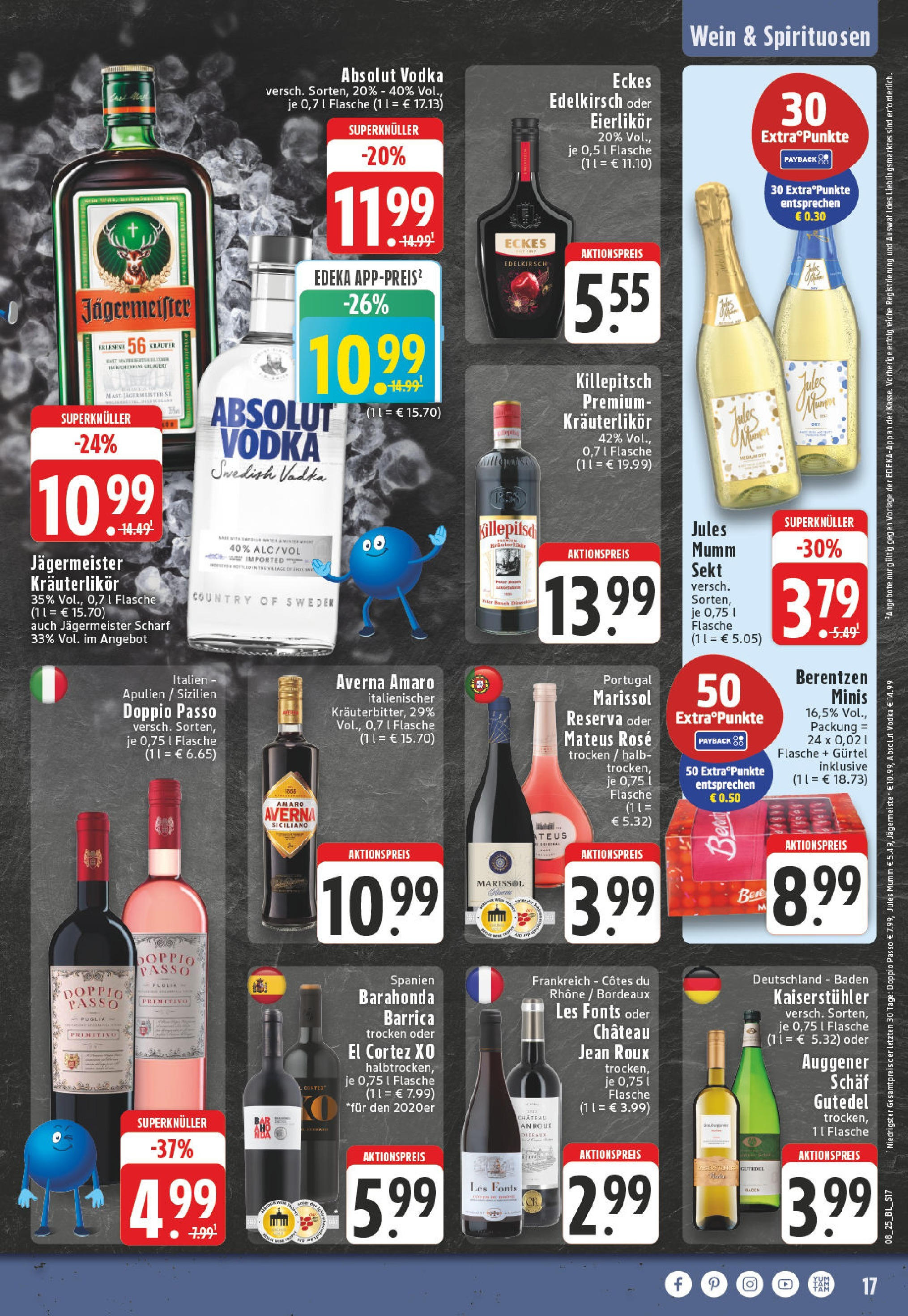 Edeka - EDEKA: Wochenangebote (ab 16.02.2025) » Angebote Online | Seite: 17 | Produkte: Jules mumm, Vodka, Gürtel, Berentzen