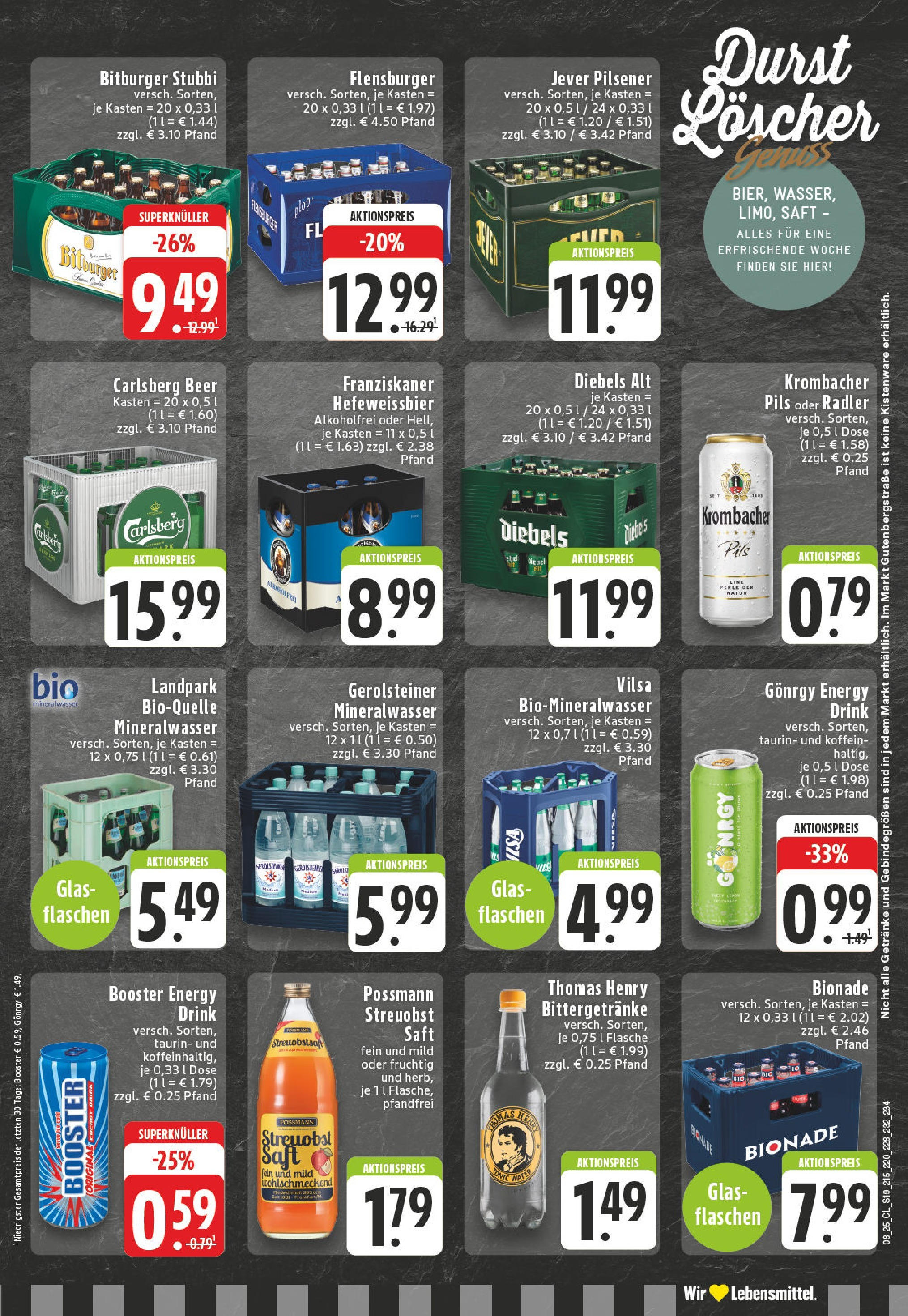 Edeka - E center: Wochenangebote (ab 16.02.2025) » Angebote Online | Seite: 19 | Produkte: Carlsberg, Energy, Mineralwasser, Gerolsteiner