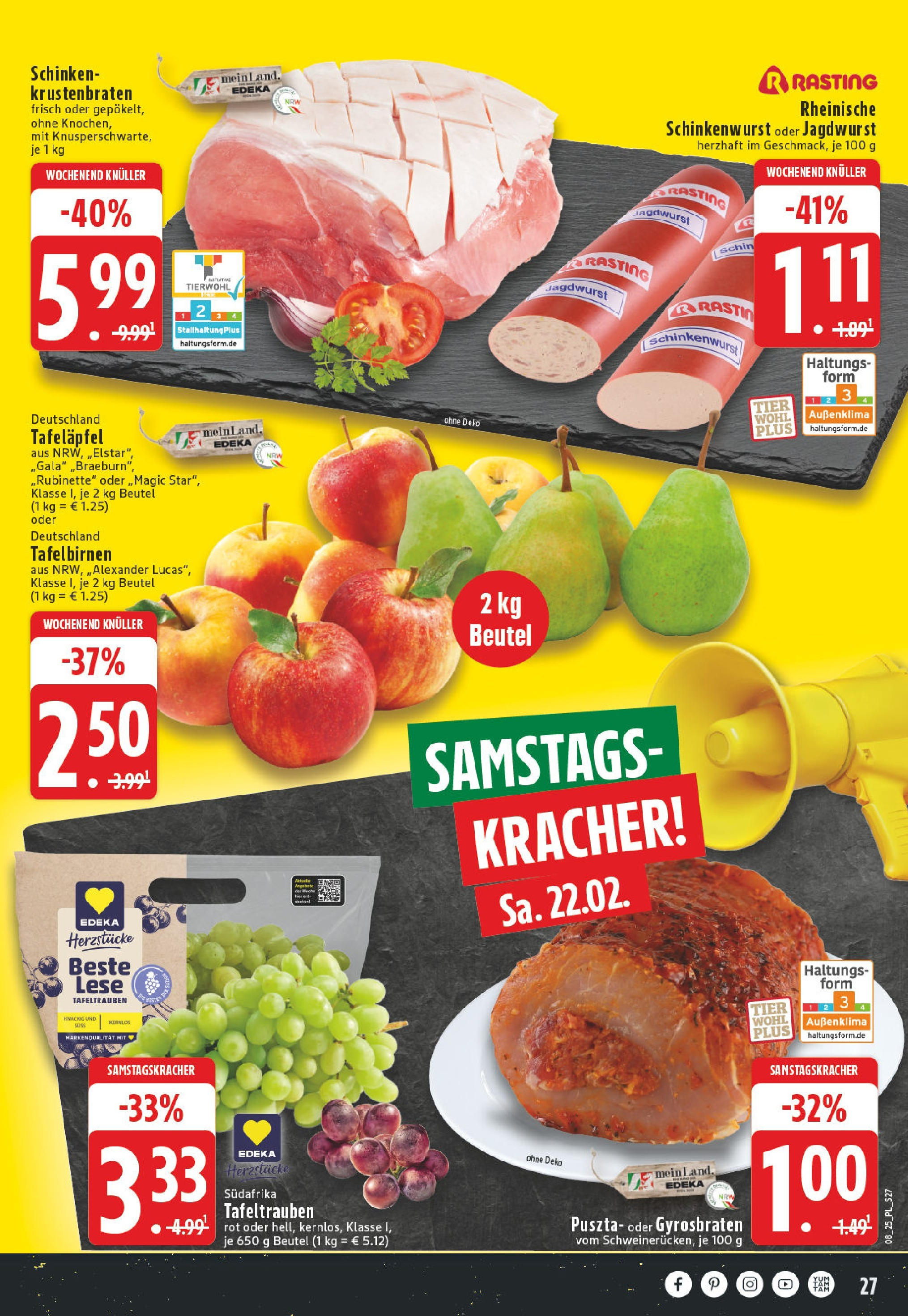 Edeka - EDEKA: Wochenangebote (ab 16.02.2025) » Angebote Online | Seite: 27 | Produkte: Krustenbraten, Schinken