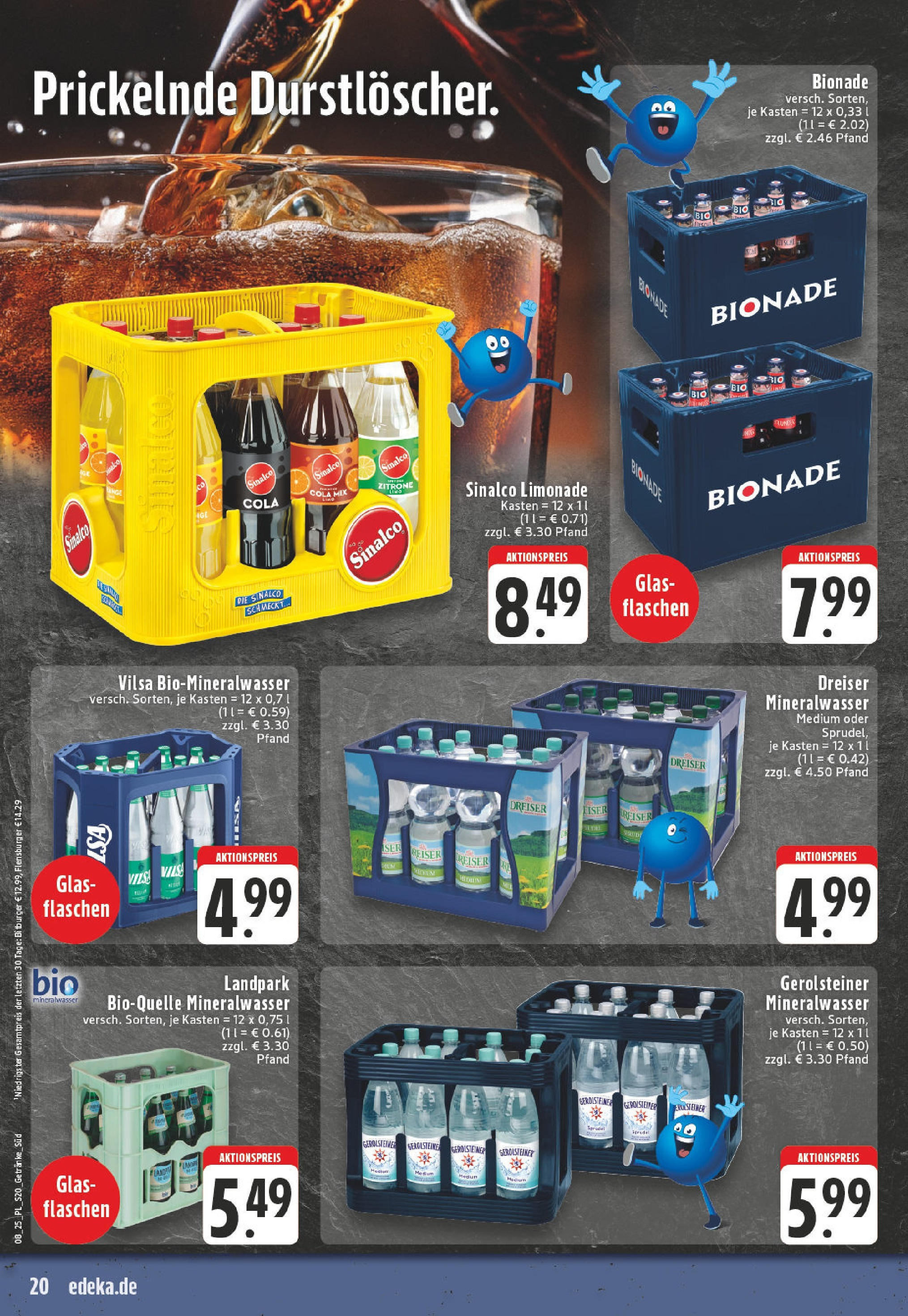 Edeka - E center: Wochenangebote (ab 16.02.2025) » Angebote Online | Seite: 20 | Produkte: Cola, Burger, Limonade, Gerolsteiner