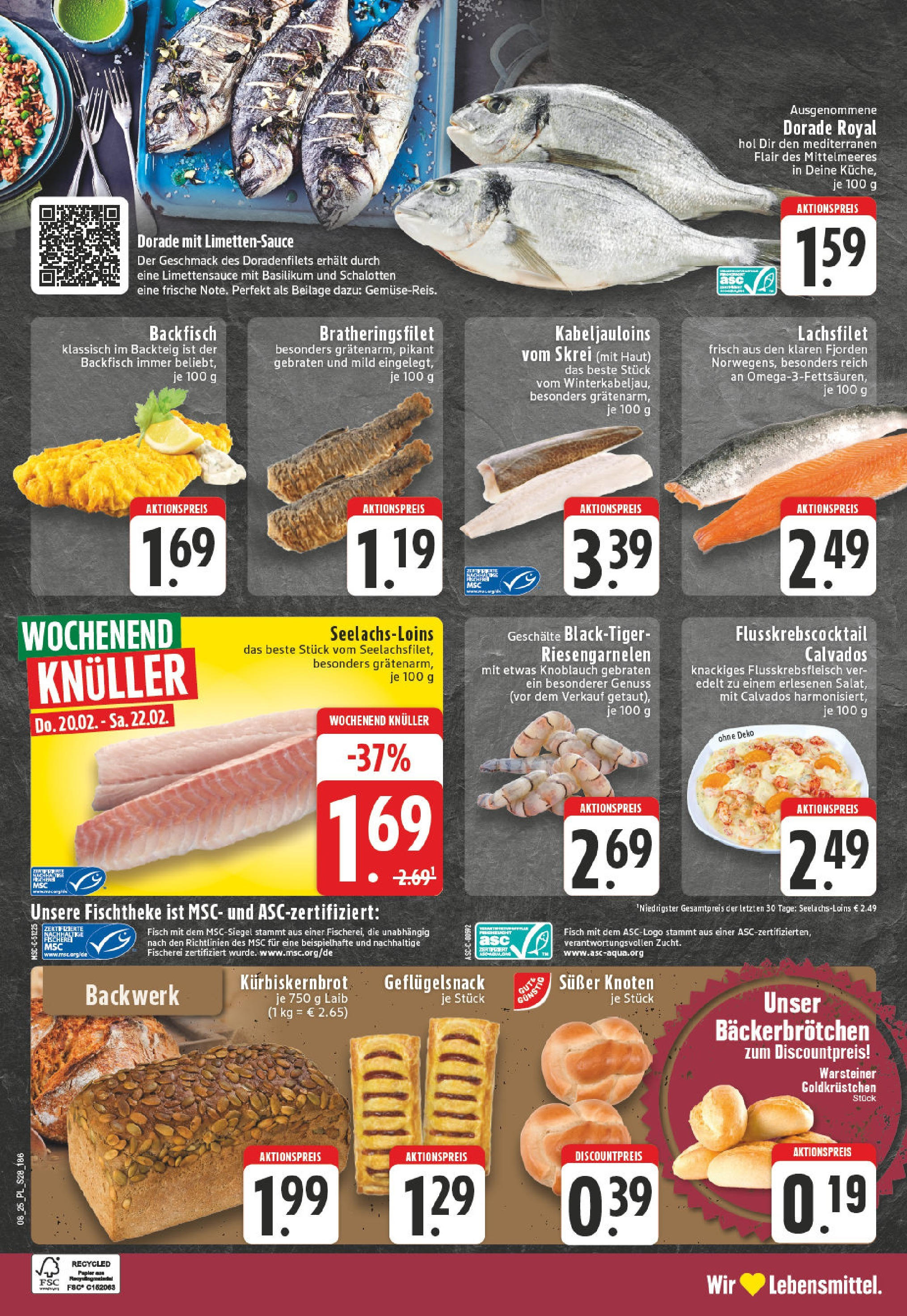 Edeka - E center: Wochenangebote (ab 16.02.2025) » Angebote Online | Seite: 28 | Produkte: Dorade, Fisch, Warsteiner, Knoblauch