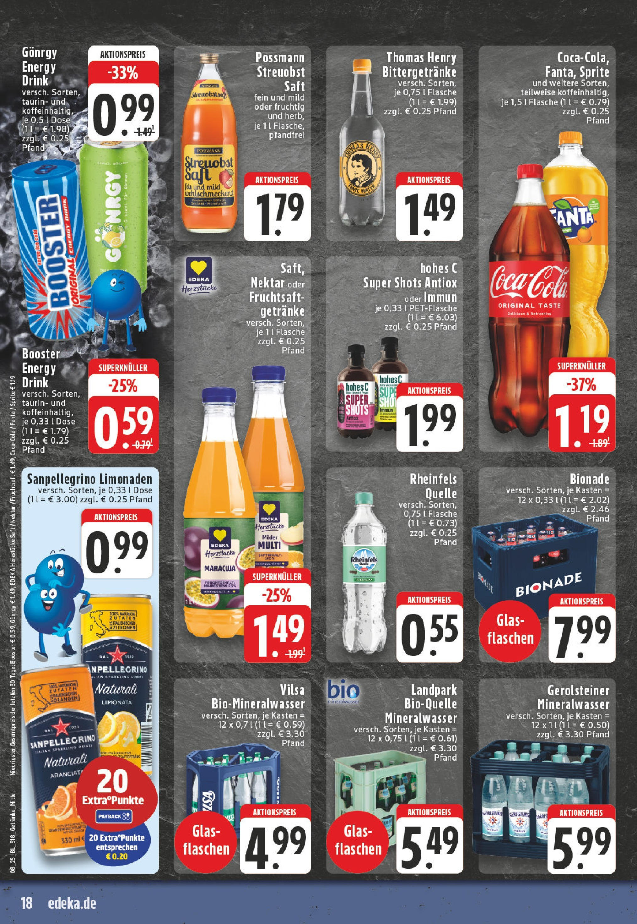 Edeka - EDEKA: Wochenangebote (ab 16.02.2025) » Angebote Online | Seite: 18 | Produkte: Sprite, Bionade, Mineralwasser, Hohes c