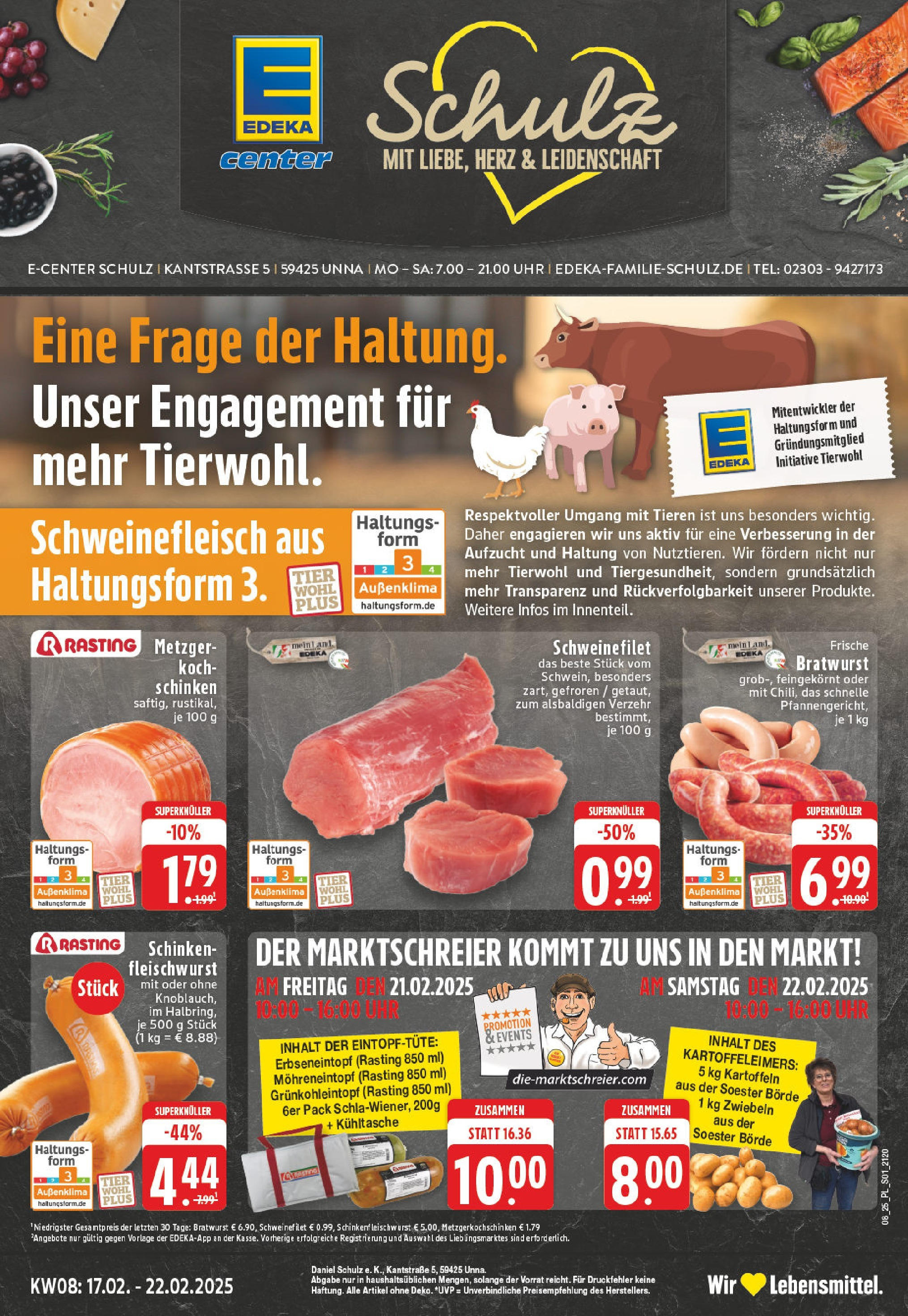 Edeka - E center: Wochenangebote (ab 16.02.2025) » Angebote Online | Seite: 1 | Produkte: Schweinefilet, Kartoffeln, Schinken, Schweinefleisch