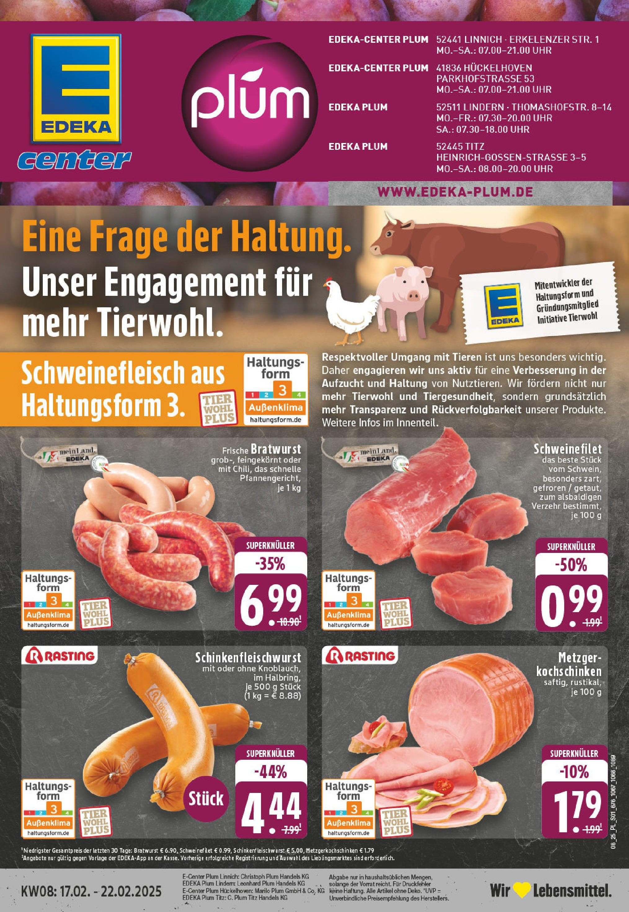 Edeka - EDEKA: Wochenangebote (ab 16.02.2025) » Angebote Online | Seite: 1 | Produkte: Bratwurst, Schweinefilet, Schweinefleisch, Uhr