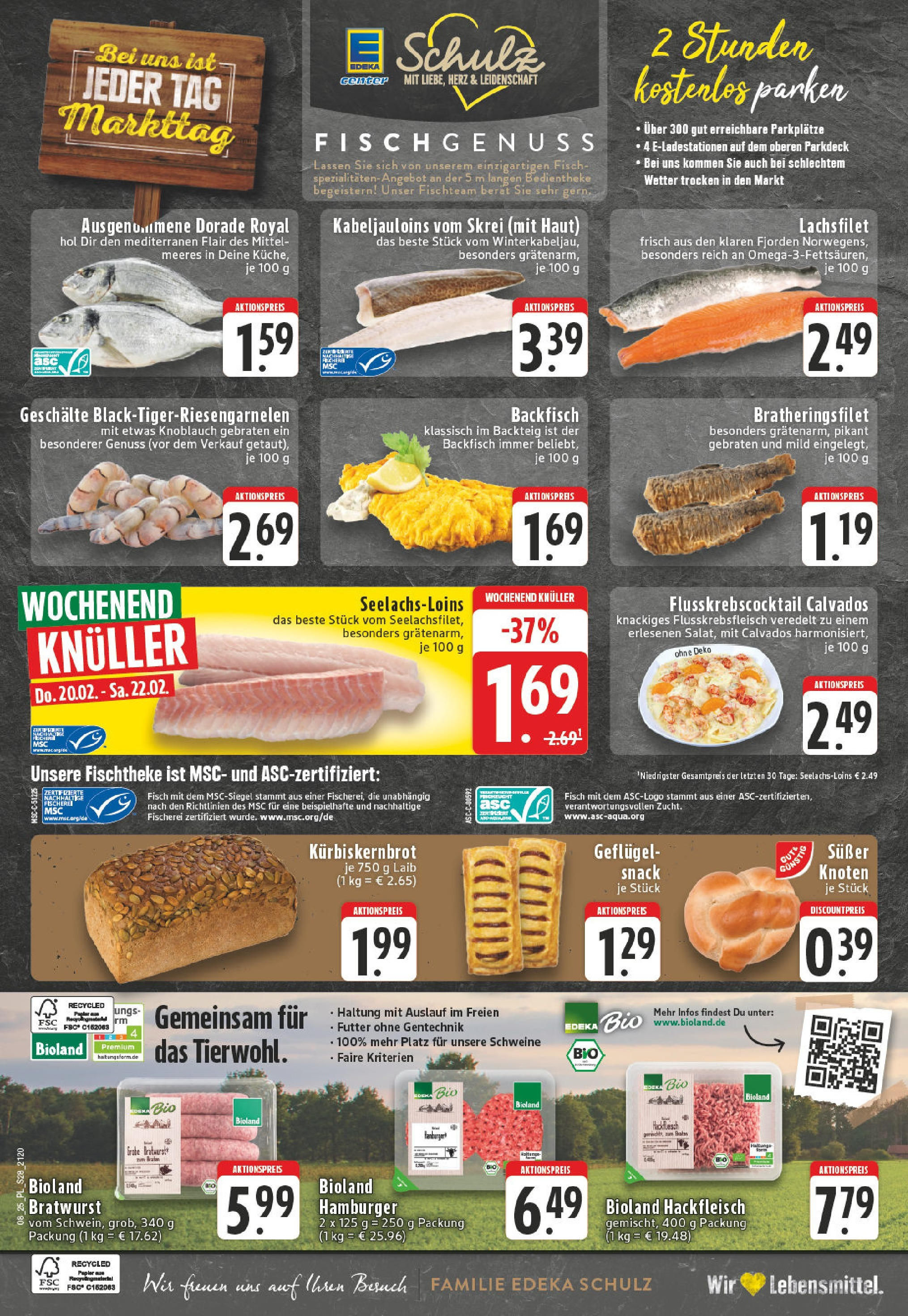 Edeka - E center: Wochenangebote (ab 16.02.2025) » Angebote Online | Seite: 28 | Produkte: Dorade, Bratwurst, Knoblauch, Hackfleisch