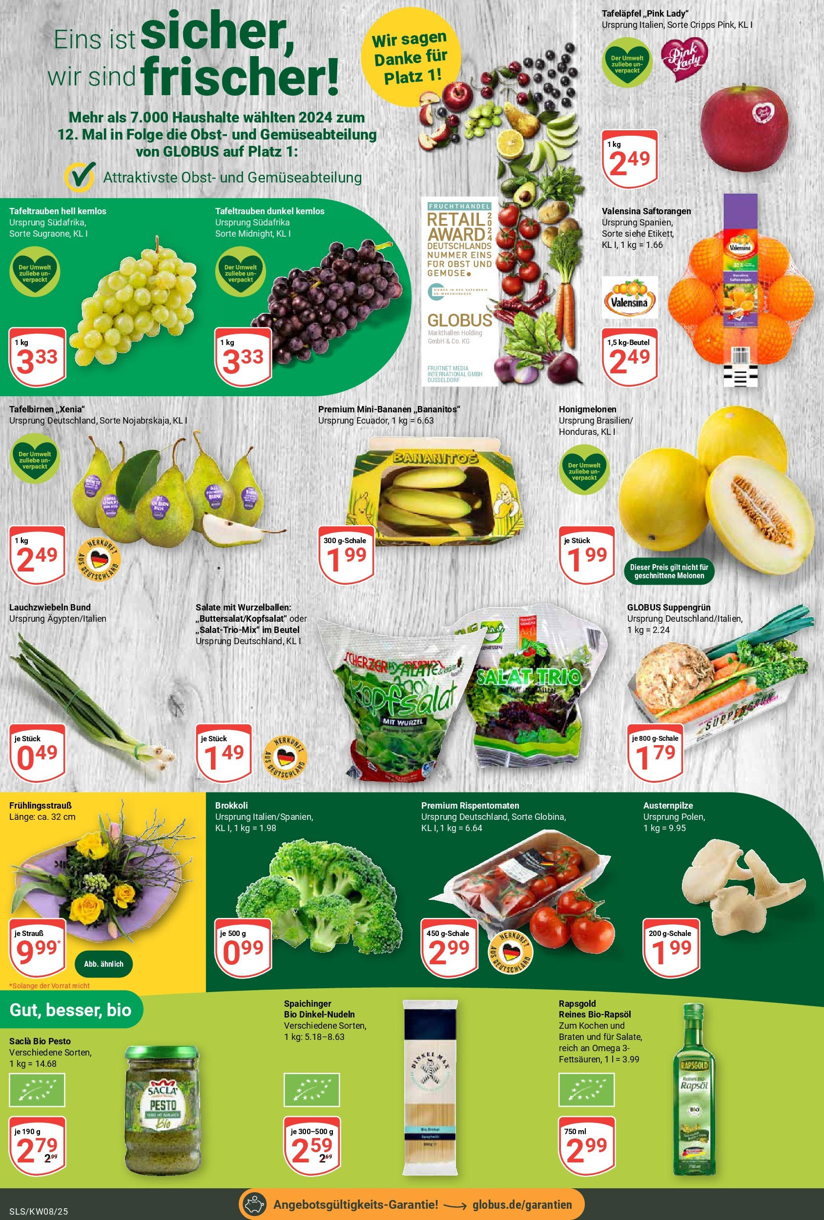 Globus - Globus: Wochenangebote (ab 16.02.2025) » Angebote online | Seite: 8 | Produkte: Valensina, Obst, Brokkoli, Salat