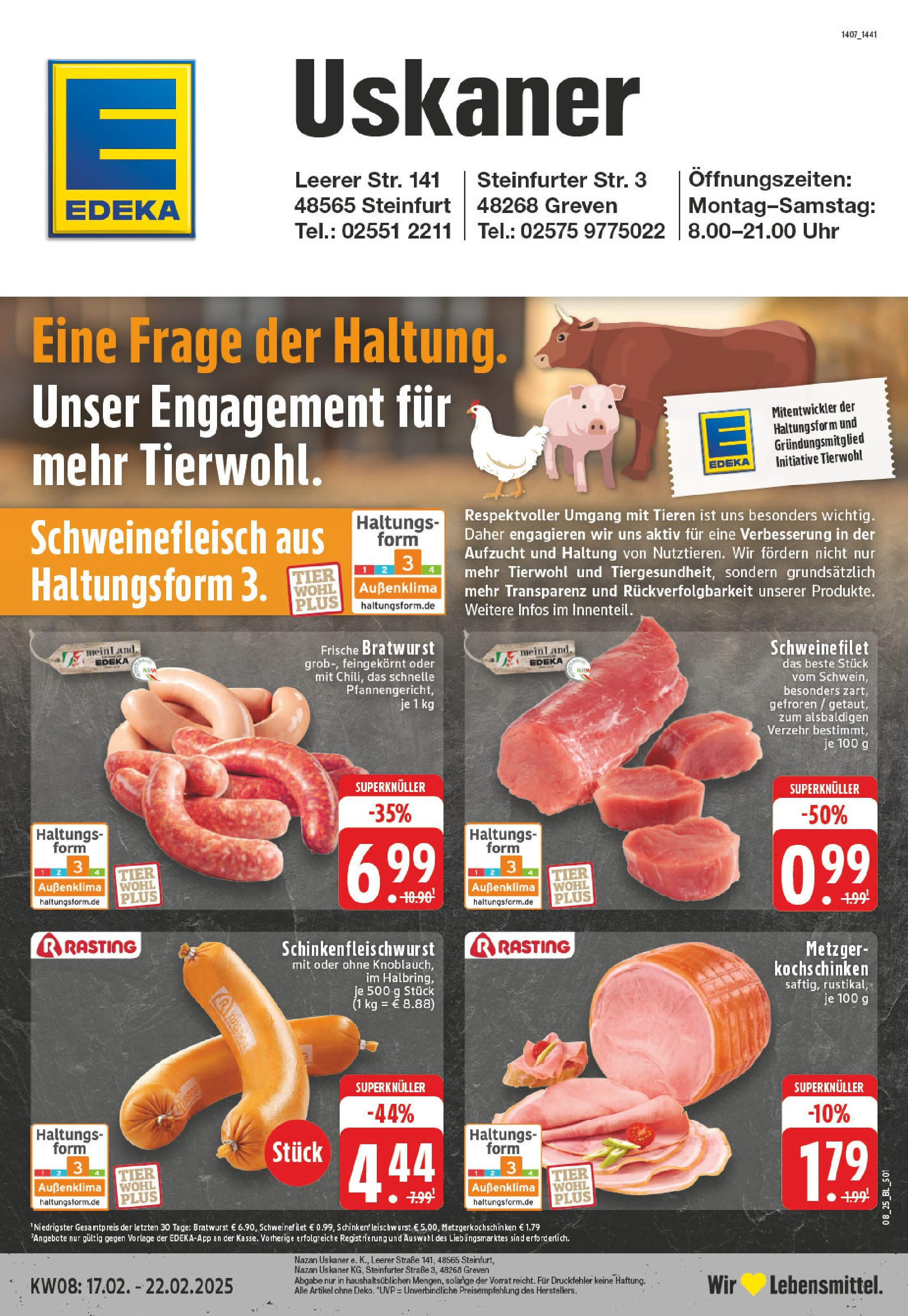 Edeka - EDEKA: Wochenangebote (ab 16.02.2025) » Angebote Online | Seite: 1 | Produkte: Bratwurst, Schweinefilet, Schweinefleisch, Uhr